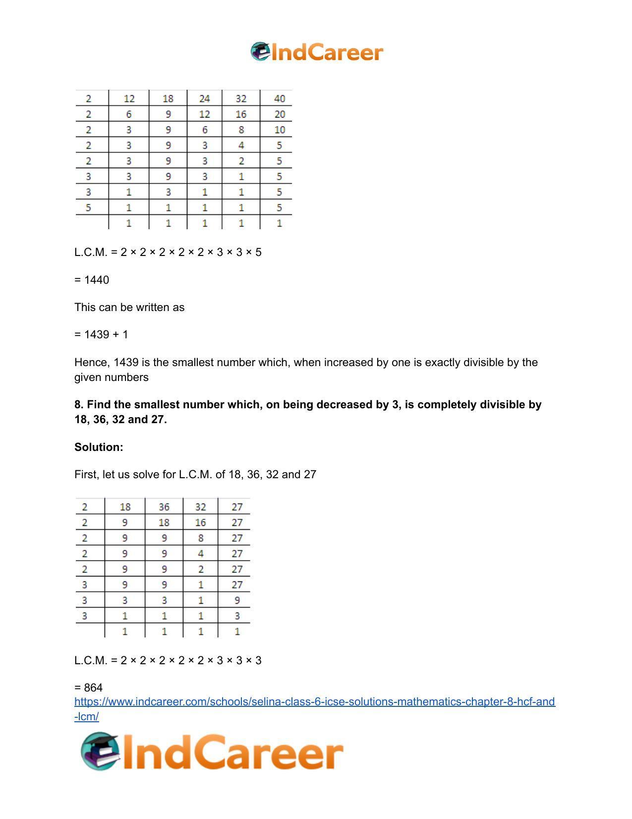 Selina Class 6 ICSE Solutions Mathematics : Chapter 8- HCF And LCM - Page 46
