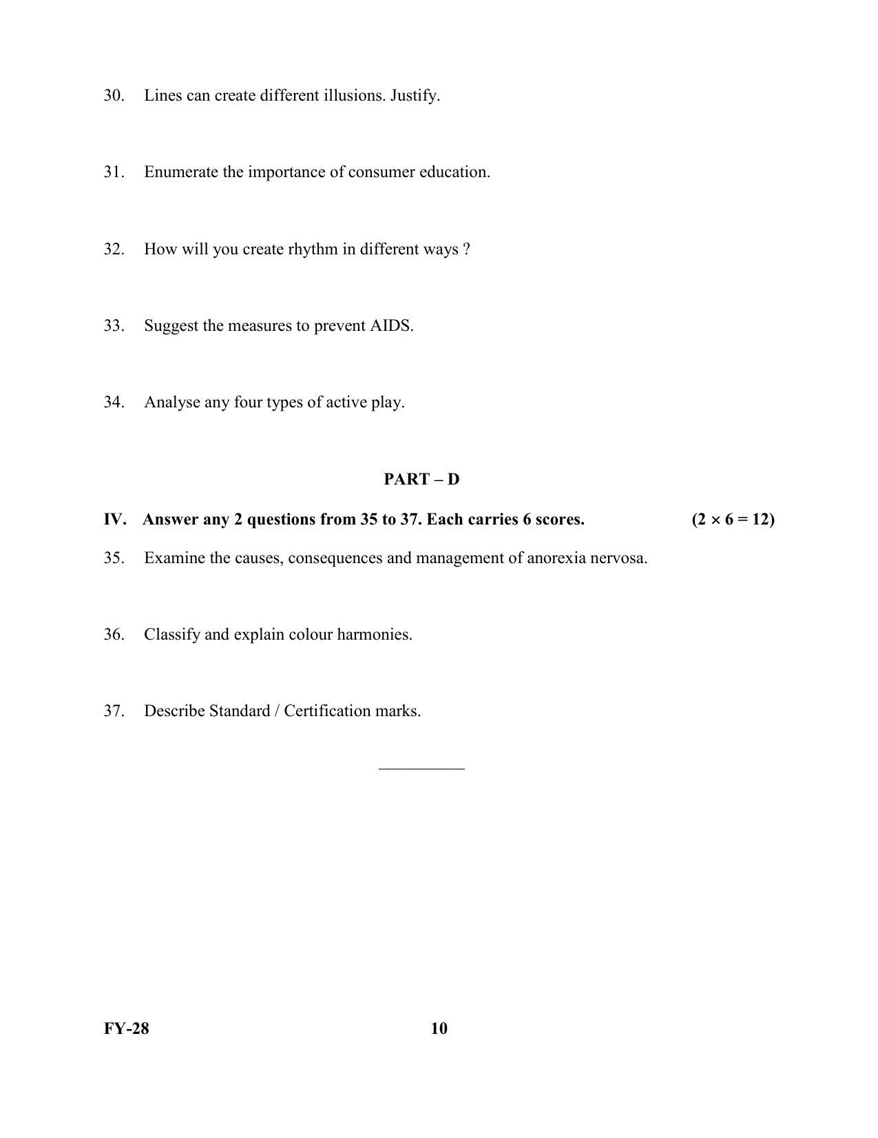 Kerala Plus One 2022 Home Science Question Papers - Page 10