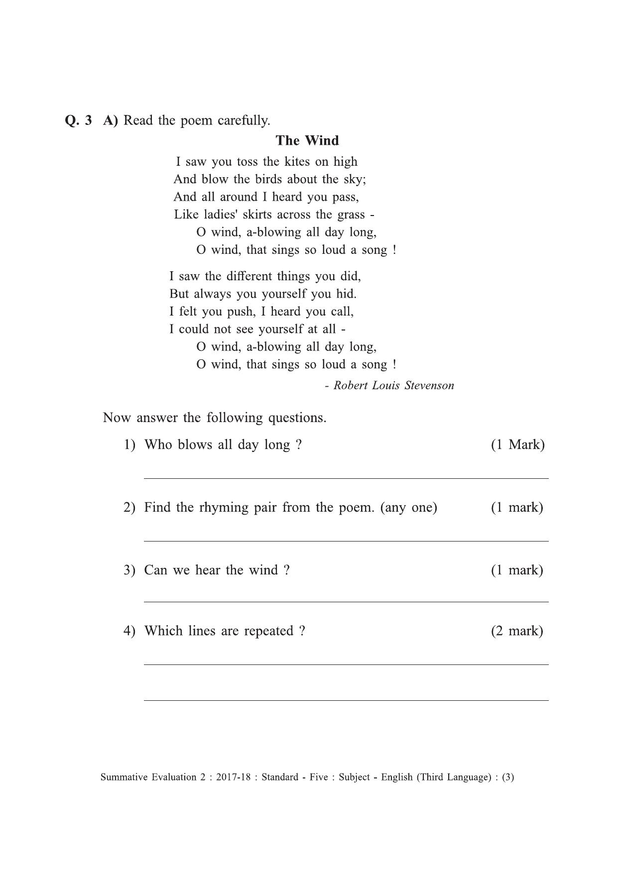 Maharashtra Board Class 5 English (Third Language) इंग्रजी - तृतीय भाषा [सर्व माध्यमांसाठी] Sample Question Paper - Page 3
