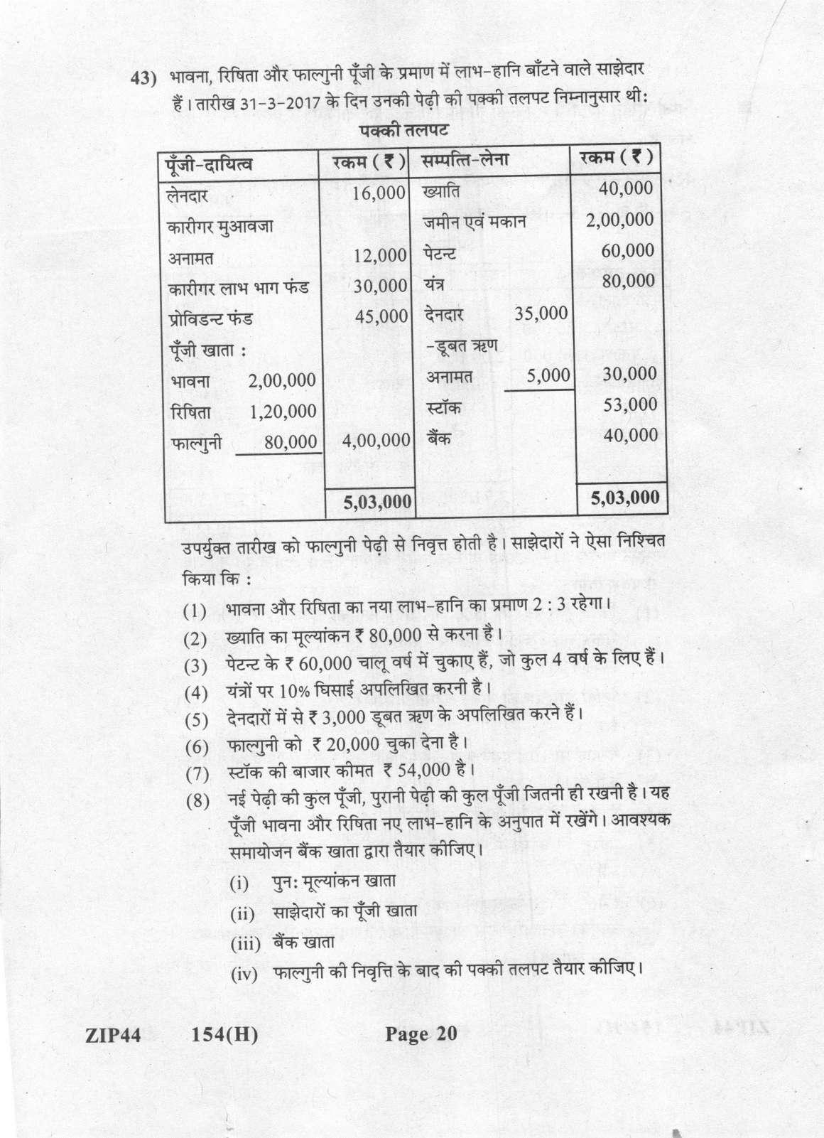 Gujarat Board Class 12th Question Paper 2021: (GHE) Elements of Accountancy - Page 20