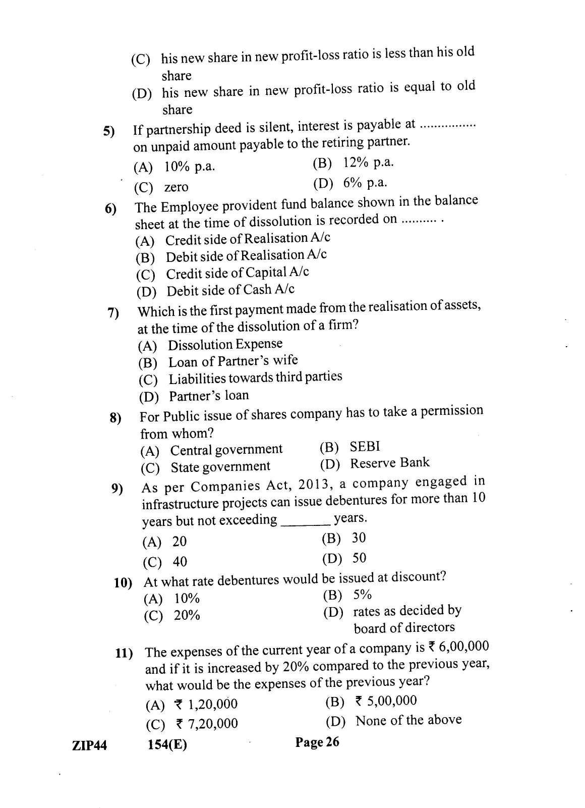 Gujarat Board Class 12th Question Paper 2021: (GHE) Elements of Accountancy - Page 26