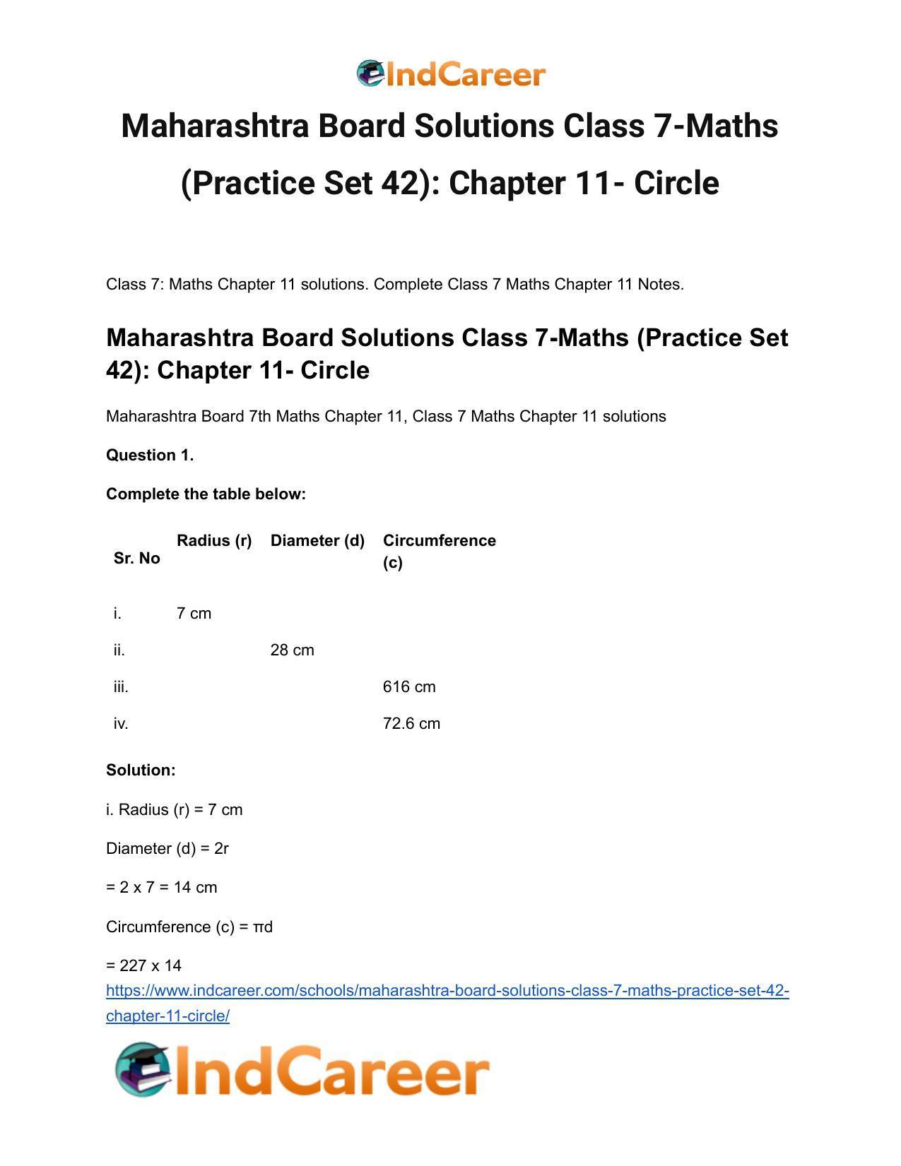 Maharashtra Board Solutions Class 7-Maths (Practice Set 42): Chapter 11- Circle - Page 2