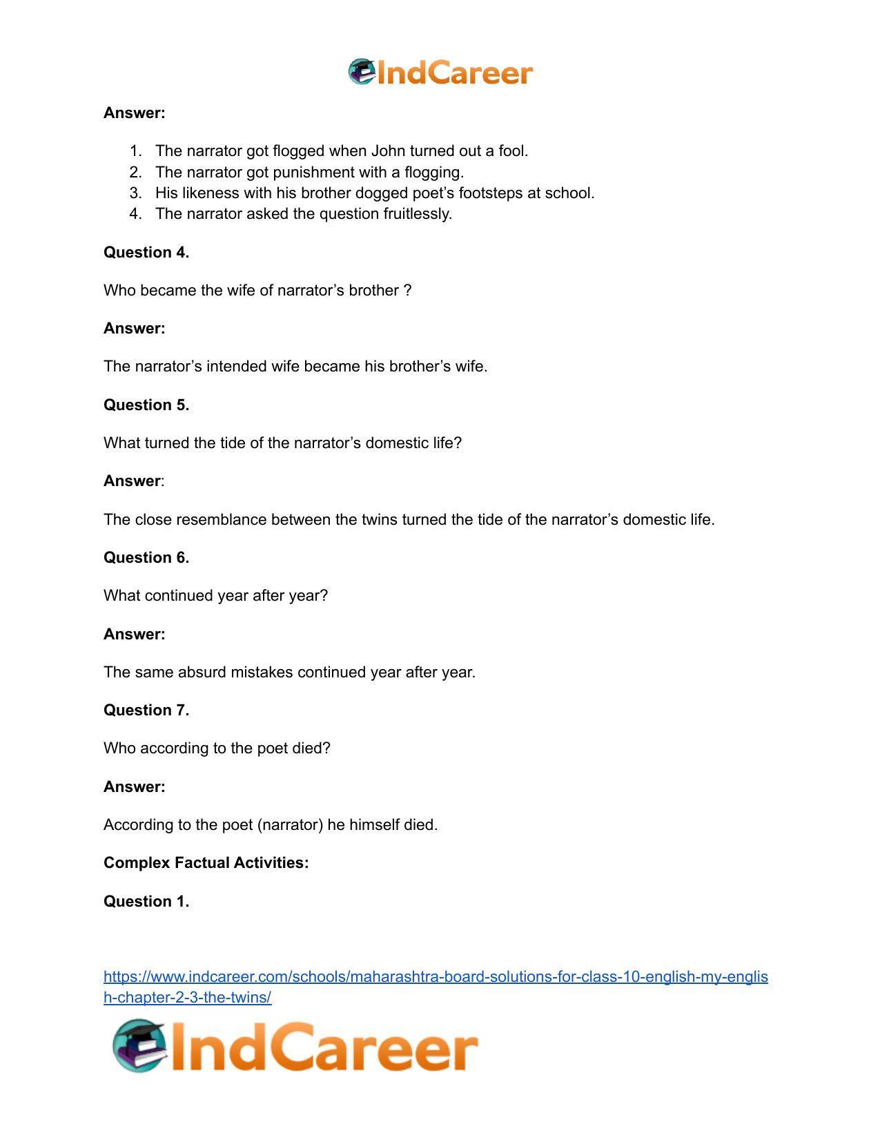 Maharashtra Board Solutions for Class 10- English (My English): Chapter 2.3- The Twins - Page 12