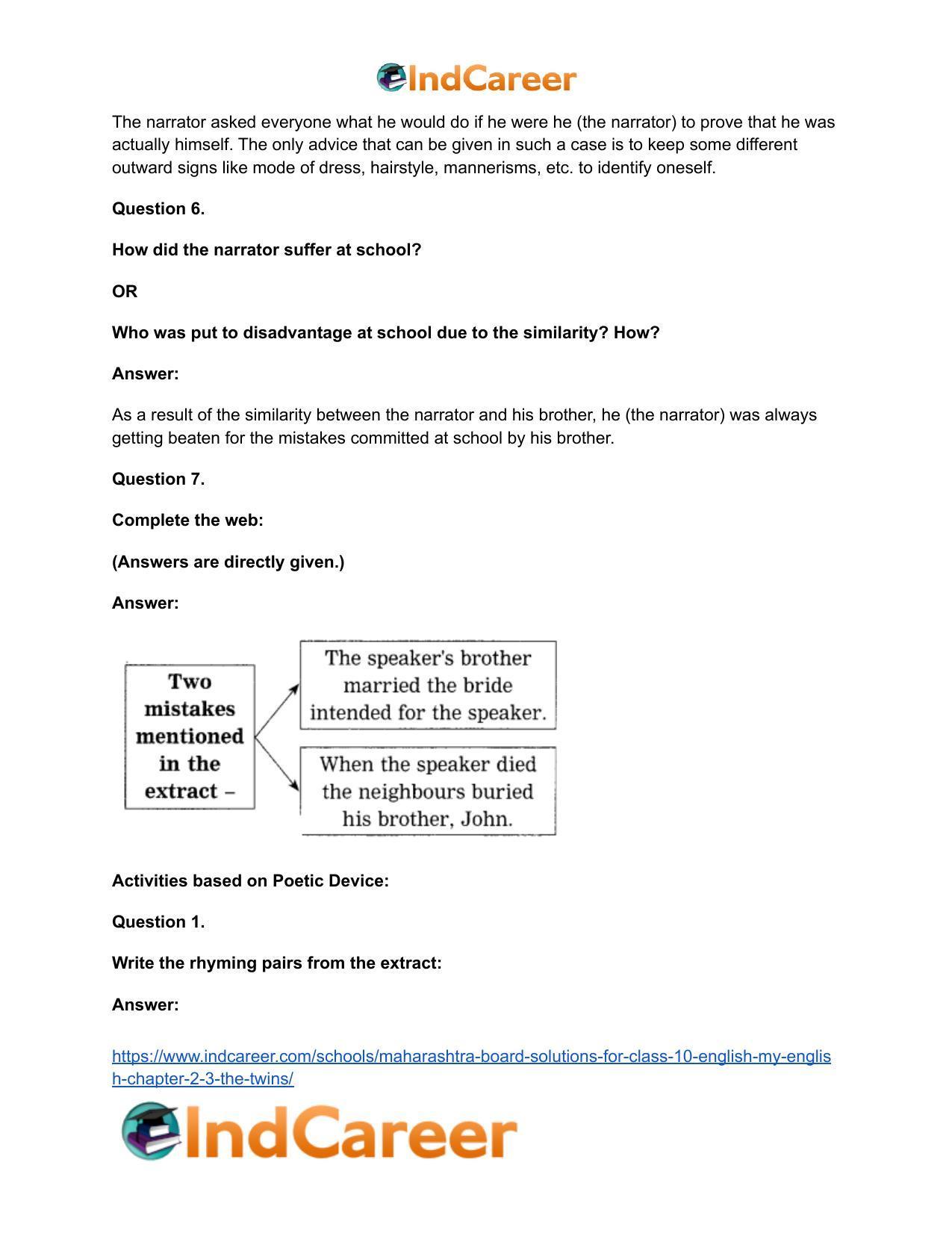 Maharashtra Board Solutions for Class 10- English (My English): Chapter 2.3- The Twins - Page 14