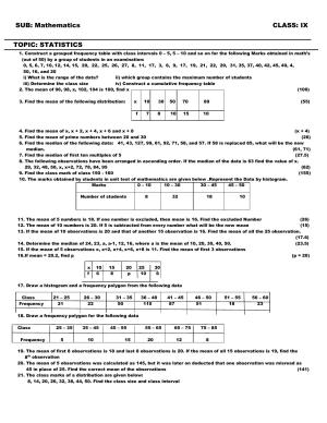 CBSE Worksheets for Class 9 Mathematics Statistics Assignment 1