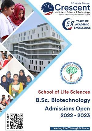 B.S. Abdur Rahman University B.Sc , Biotechnology Brochure 2022-23