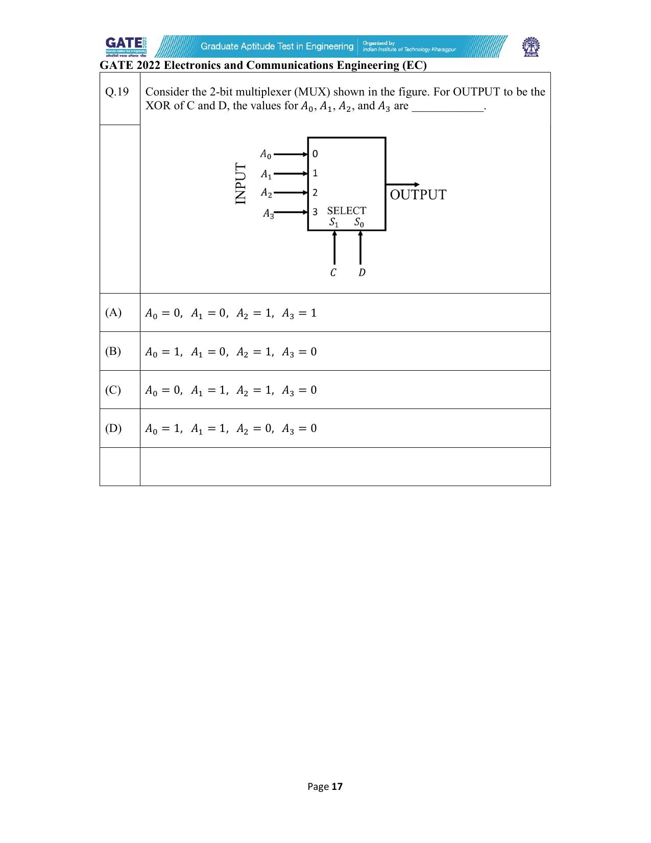 GATE 2022 Electronics and Communication Engineering (EC) Question Paper - Page 17