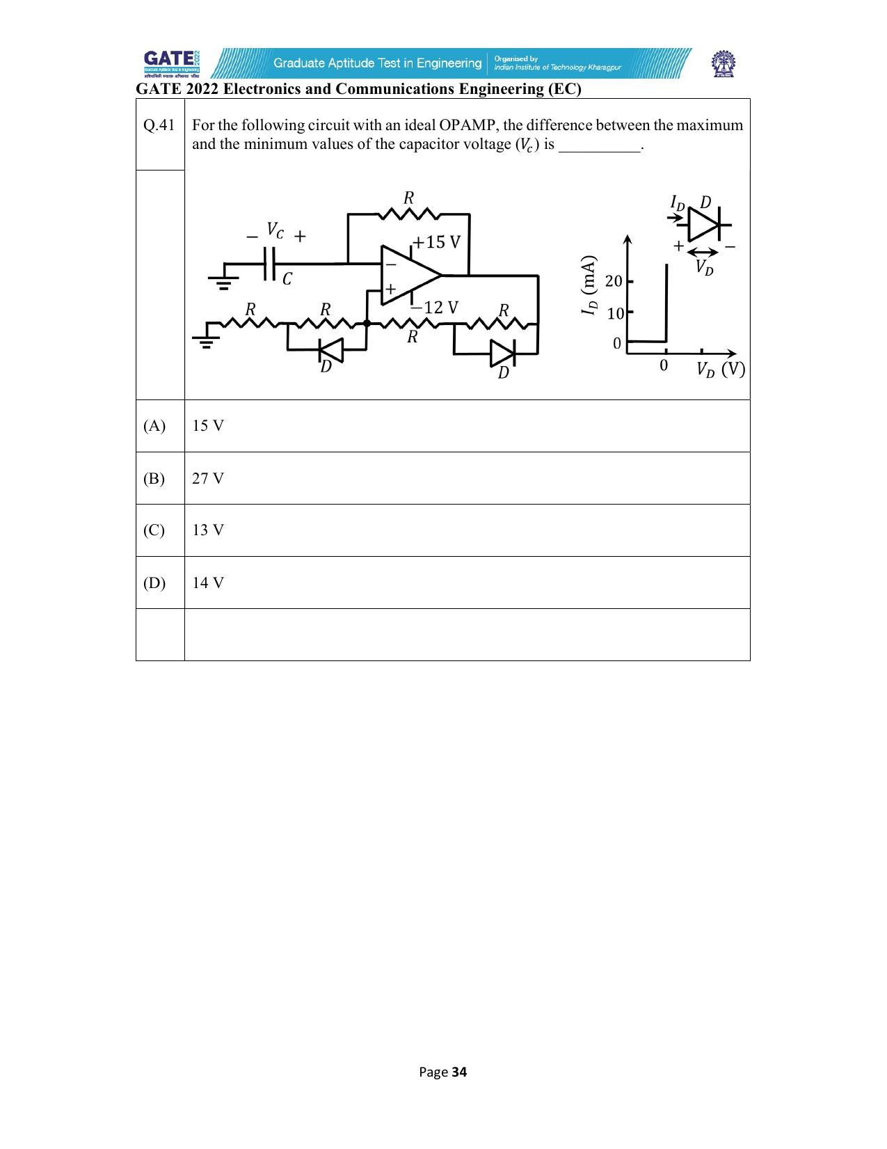 GATE 2022 Electronics and Communication Engineering (EC) Question Paper - Page 34