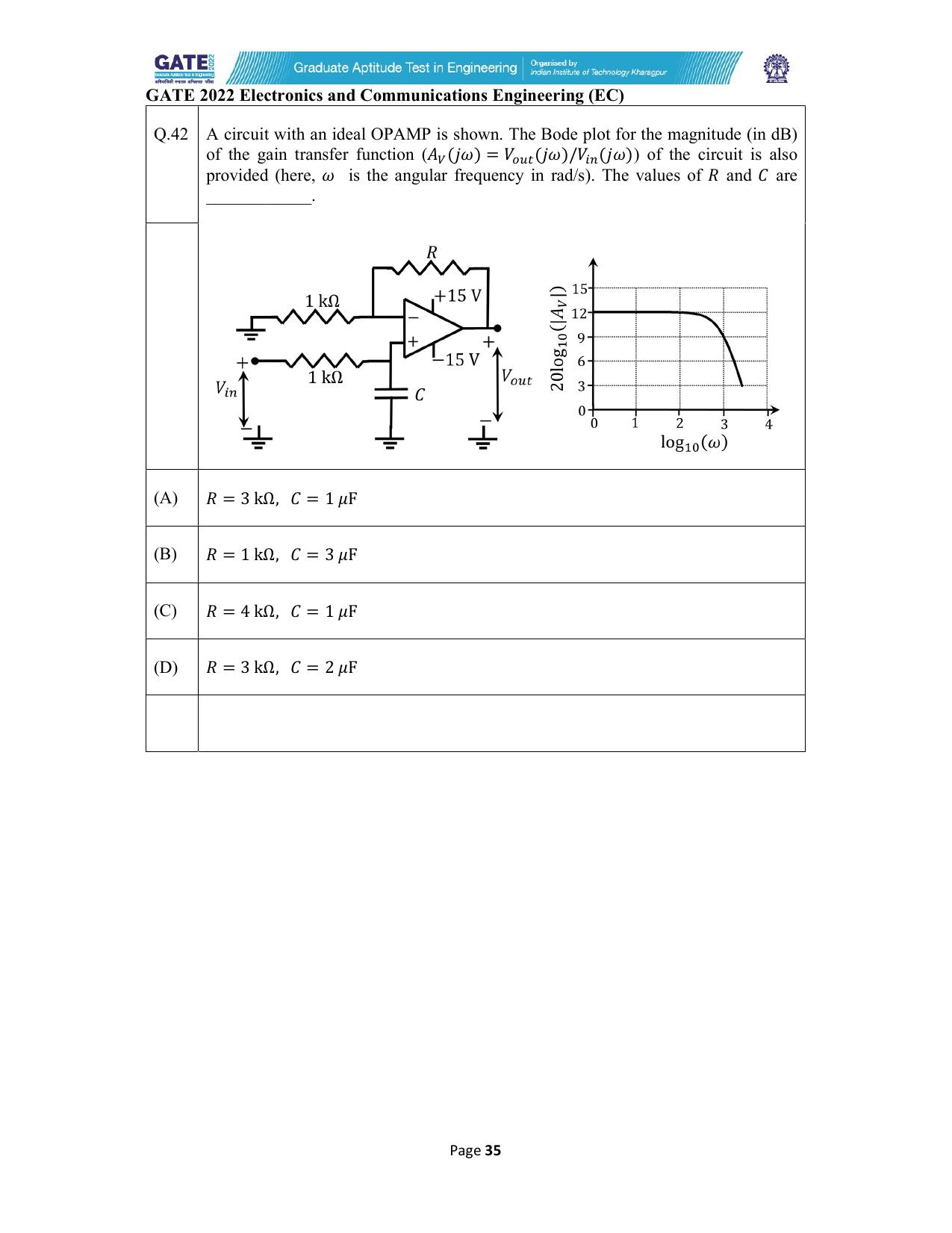 GATE 2022 Electronics and Communication Engineering (EC) Question Paper - Page 35
