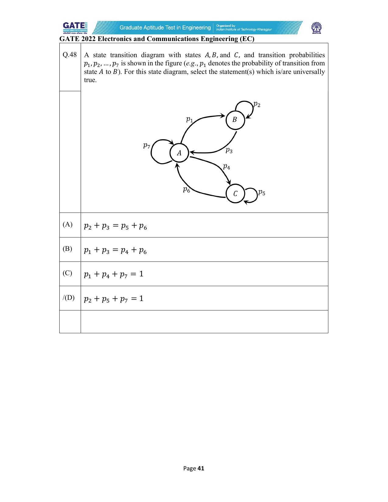 GATE 2022 Electronics and Communication Engineering (EC) Question Paper - Page 41