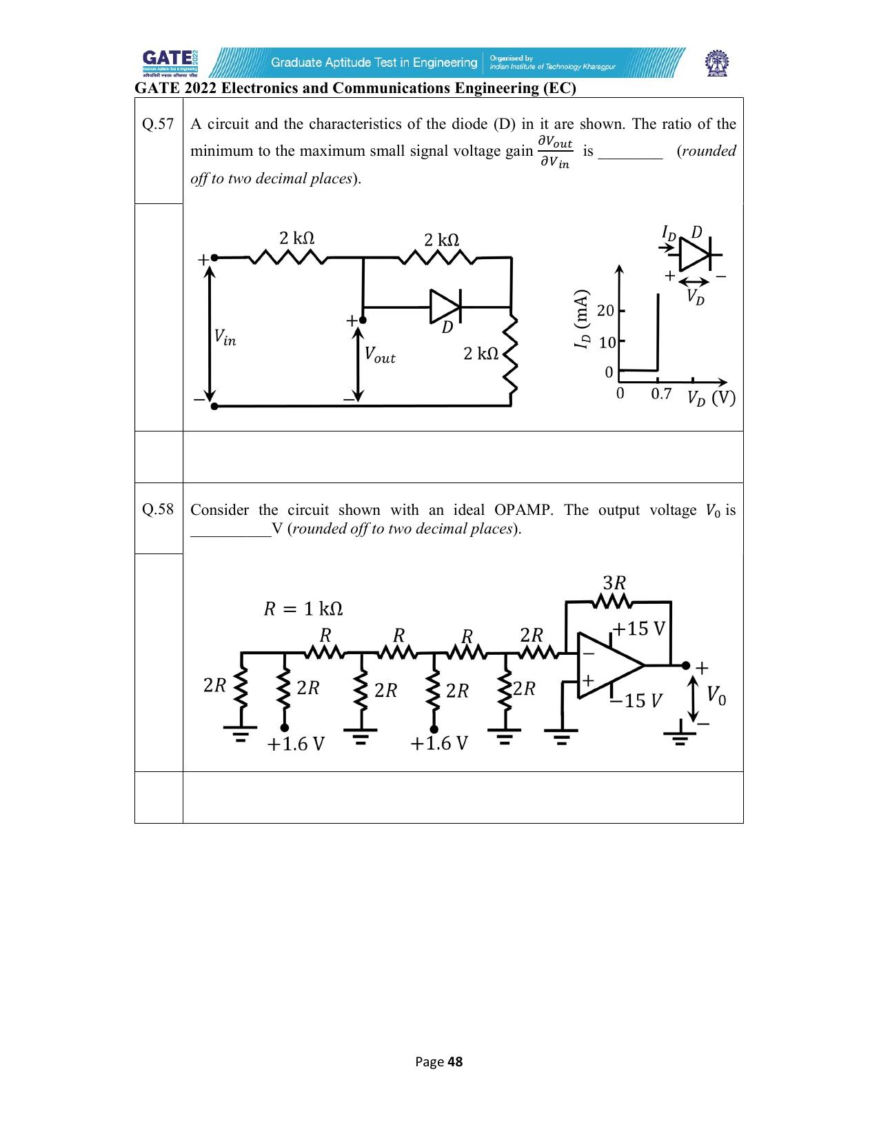 GATE 2022 Electronics and Communication Engineering (EC) Question Paper - Page 48