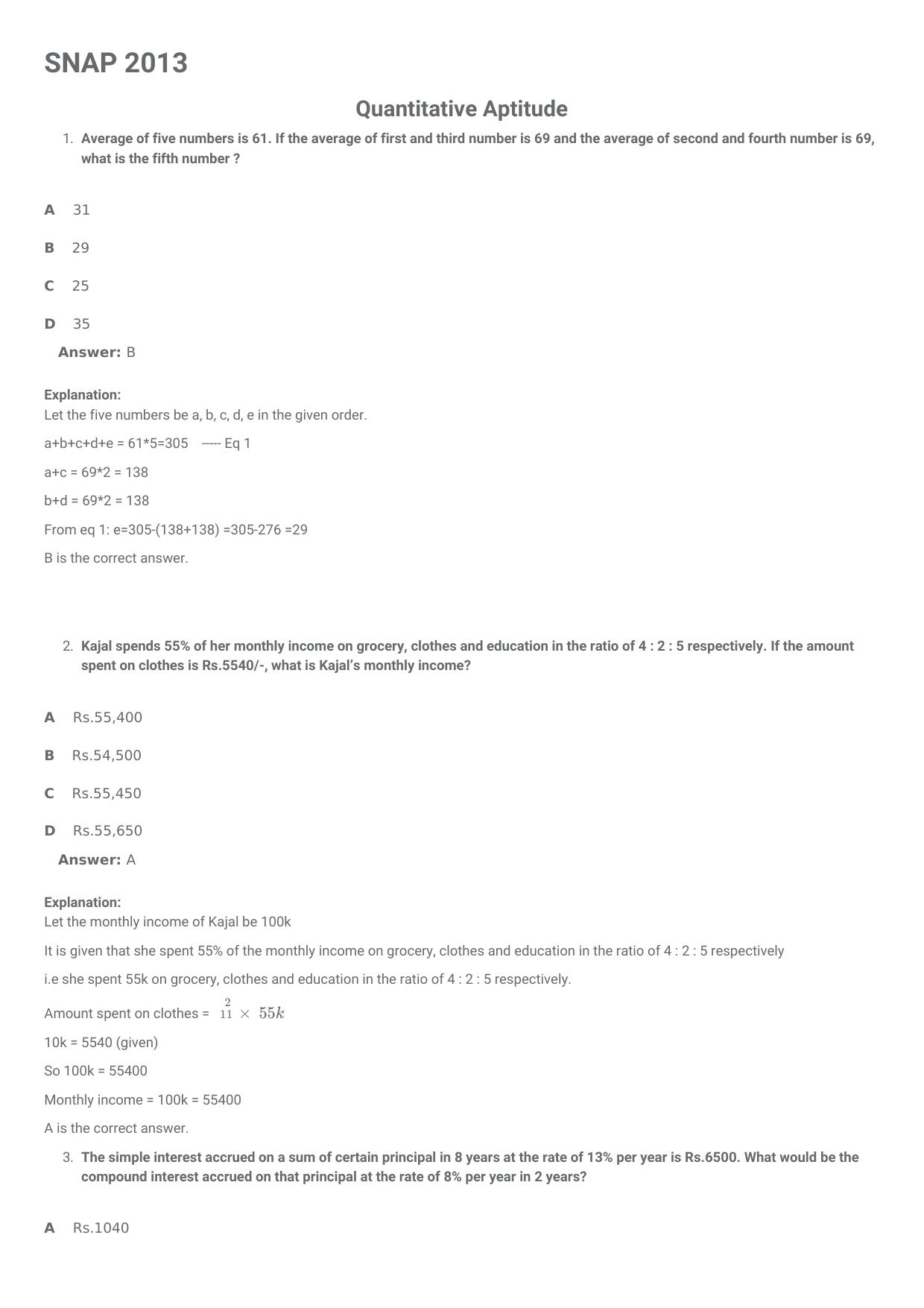 SNAP 2013 Question Paper with Solution - Page 1