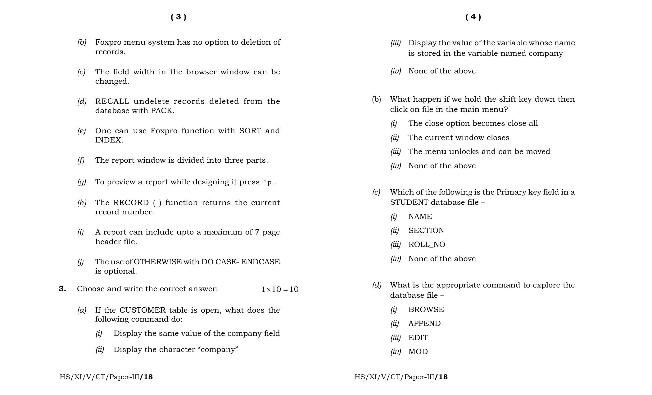 Meghalaya Board (MBOSE) Class 11 Computer_Technique_Paper-III 2018 Question Paper - Page 2
