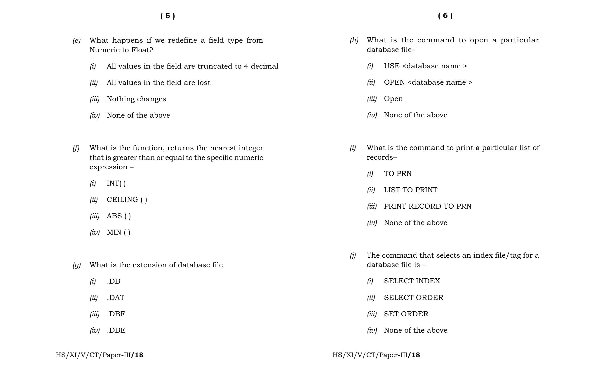 Meghalaya Board (MBOSE) Class 11 Computer_Technique_Paper-III 2018 Question Paper - Page 3