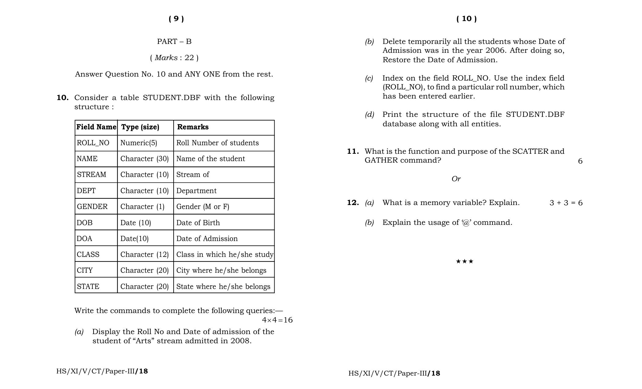 Meghalaya Board (MBOSE) Class 11 Computer_Technique_Paper-III 2018 Question Paper - Page 5