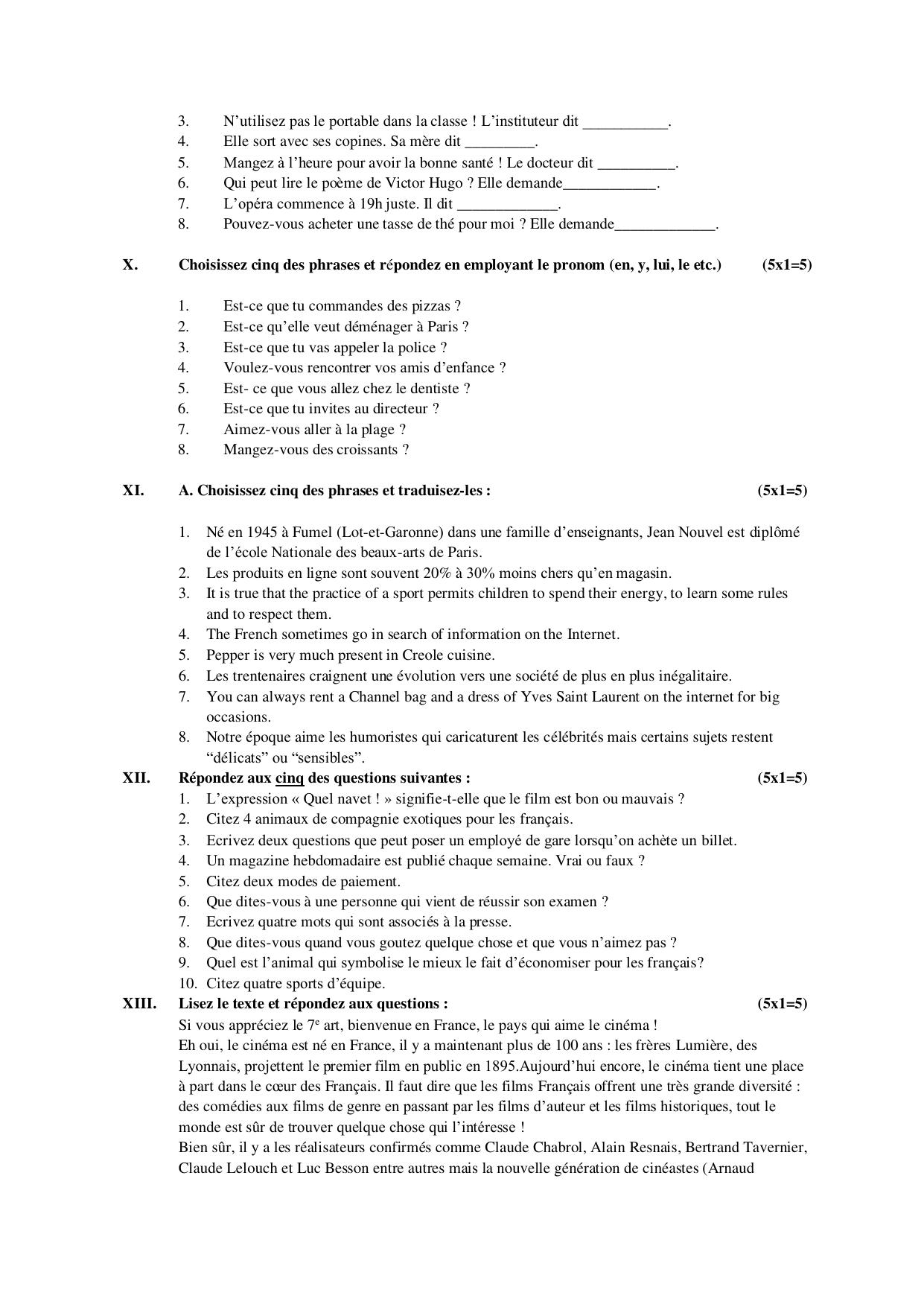 Karnataka II PUC French Model Question Paper II 2025 - Page 3