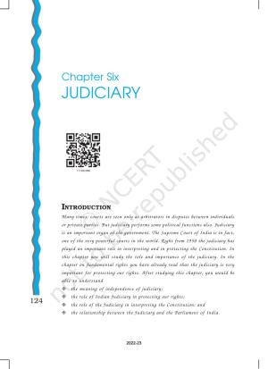 NCERT Book for Class 11 Political Science (Indian Constitution at Work) Chapter 6 Judiciary