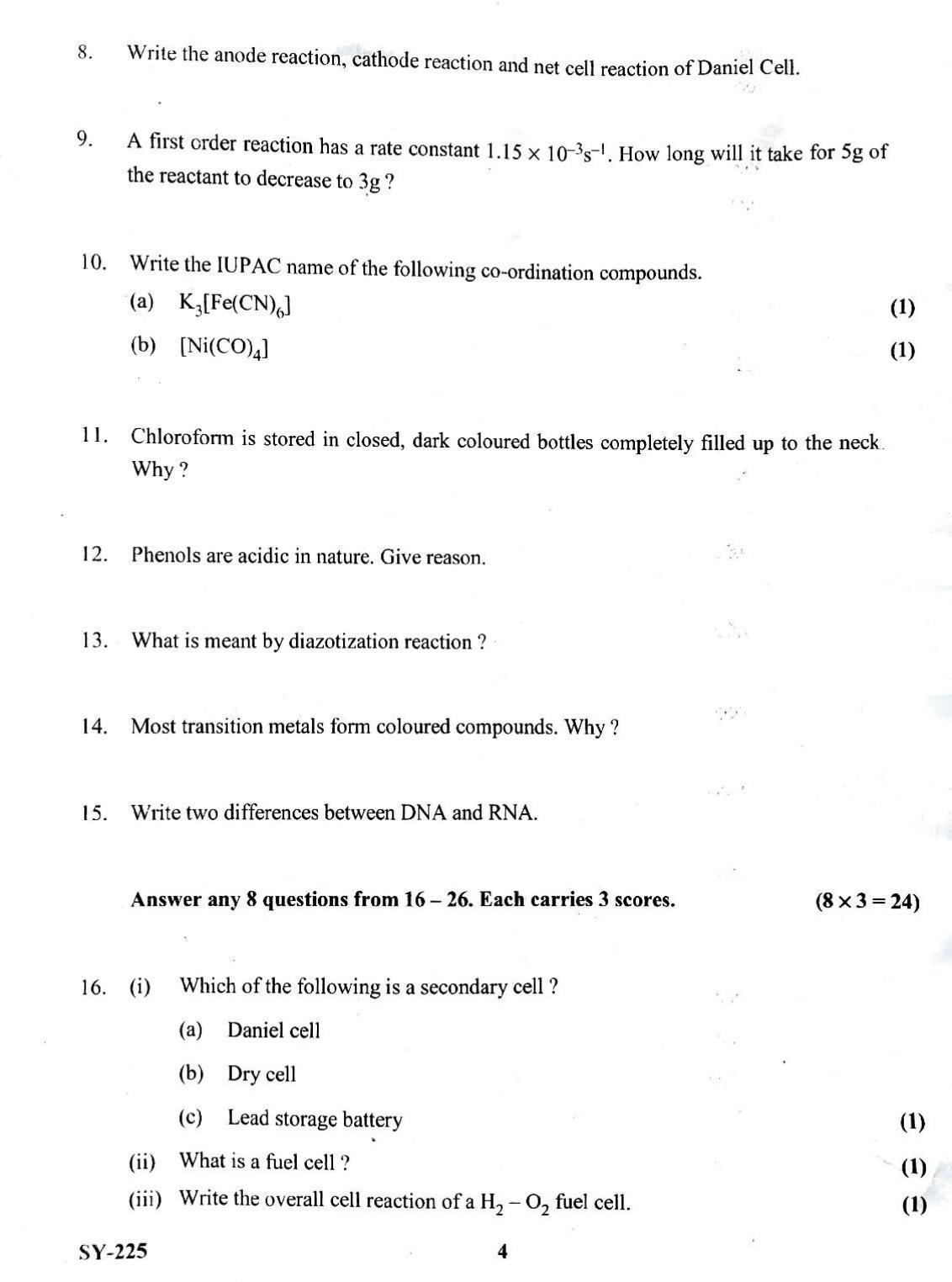 Kerala Plus Two 2023 Chemistry Model Question Paper - Page 3