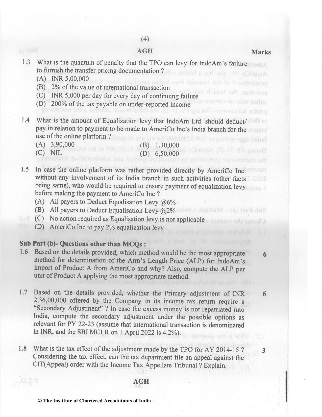 CA Final Nov 2022 Question Paper - Paper 6C – International Taxation - Page 4
