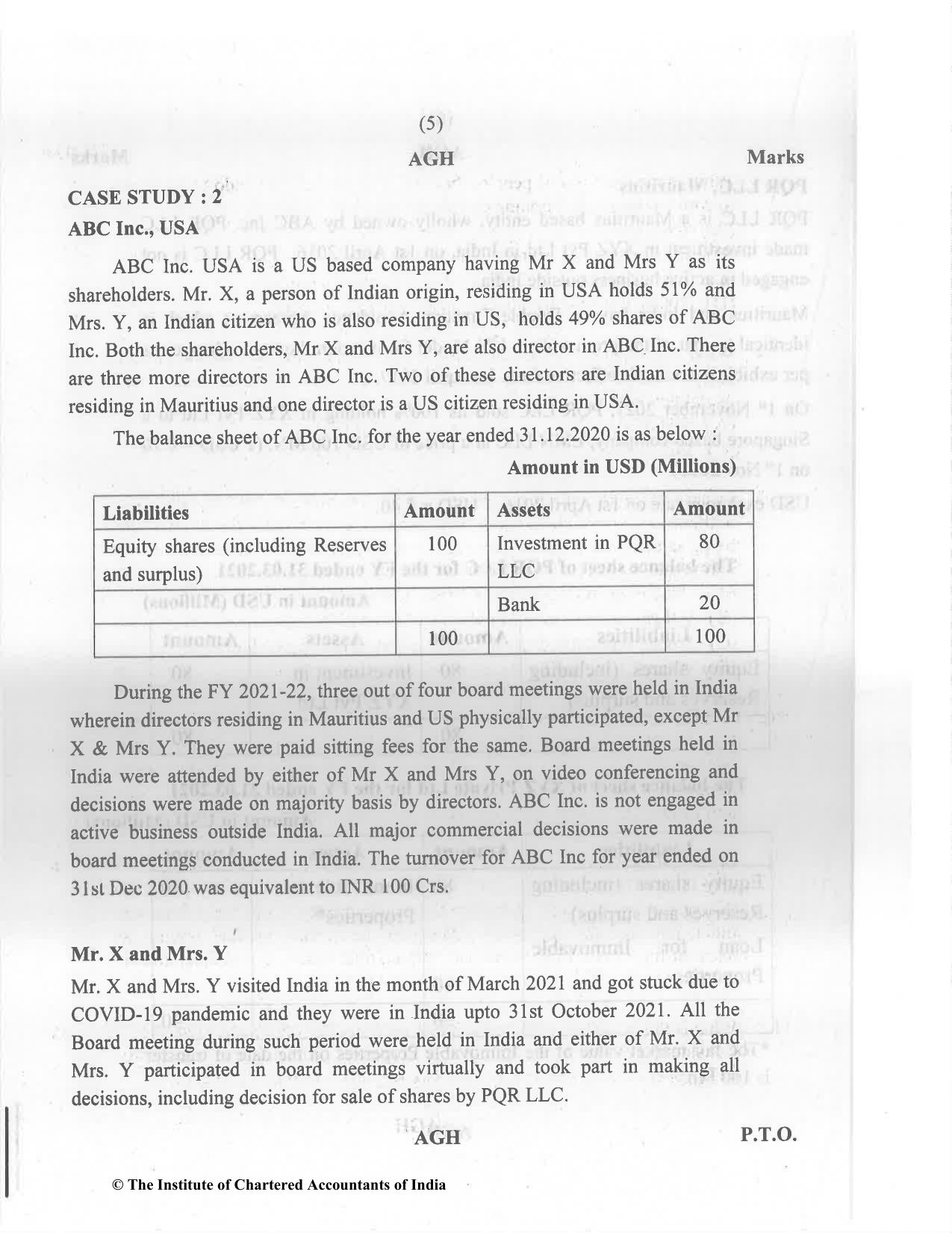 CA Final Nov 2022 Question Paper - Paper 6C – International Taxation - Page 5
