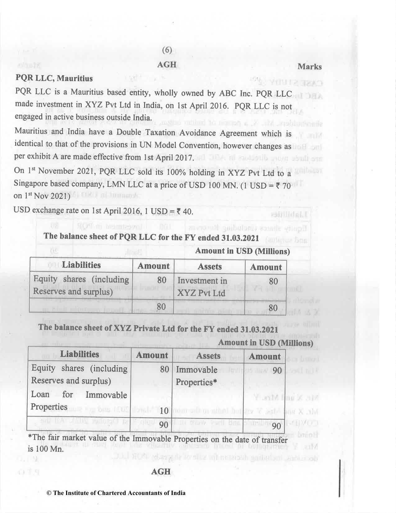 CA Final Nov 2022 Question Paper - Paper 6C – International Taxation - Page 6