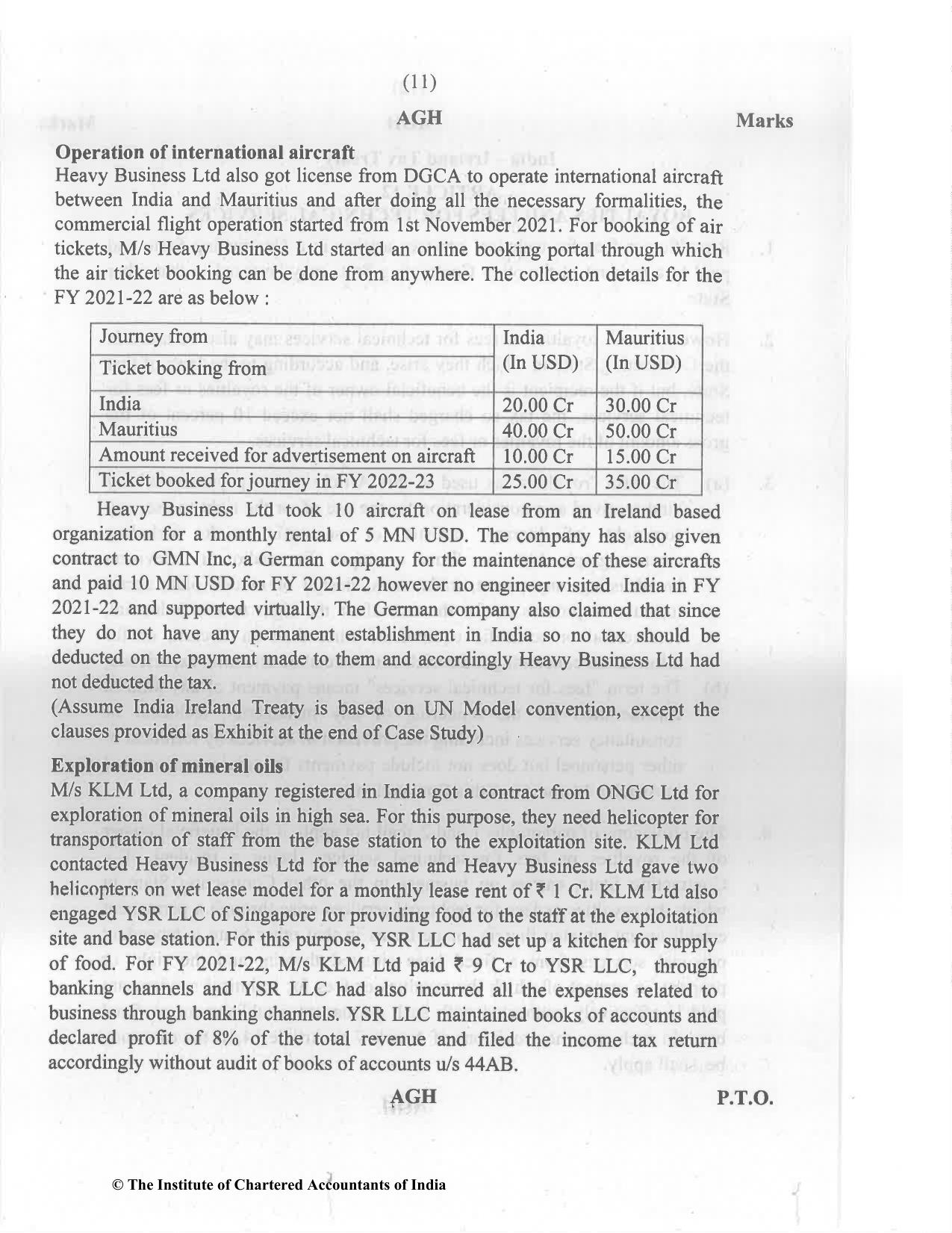 CA Final Nov 2022 Question Paper - Paper 6C – International Taxation - Page 11