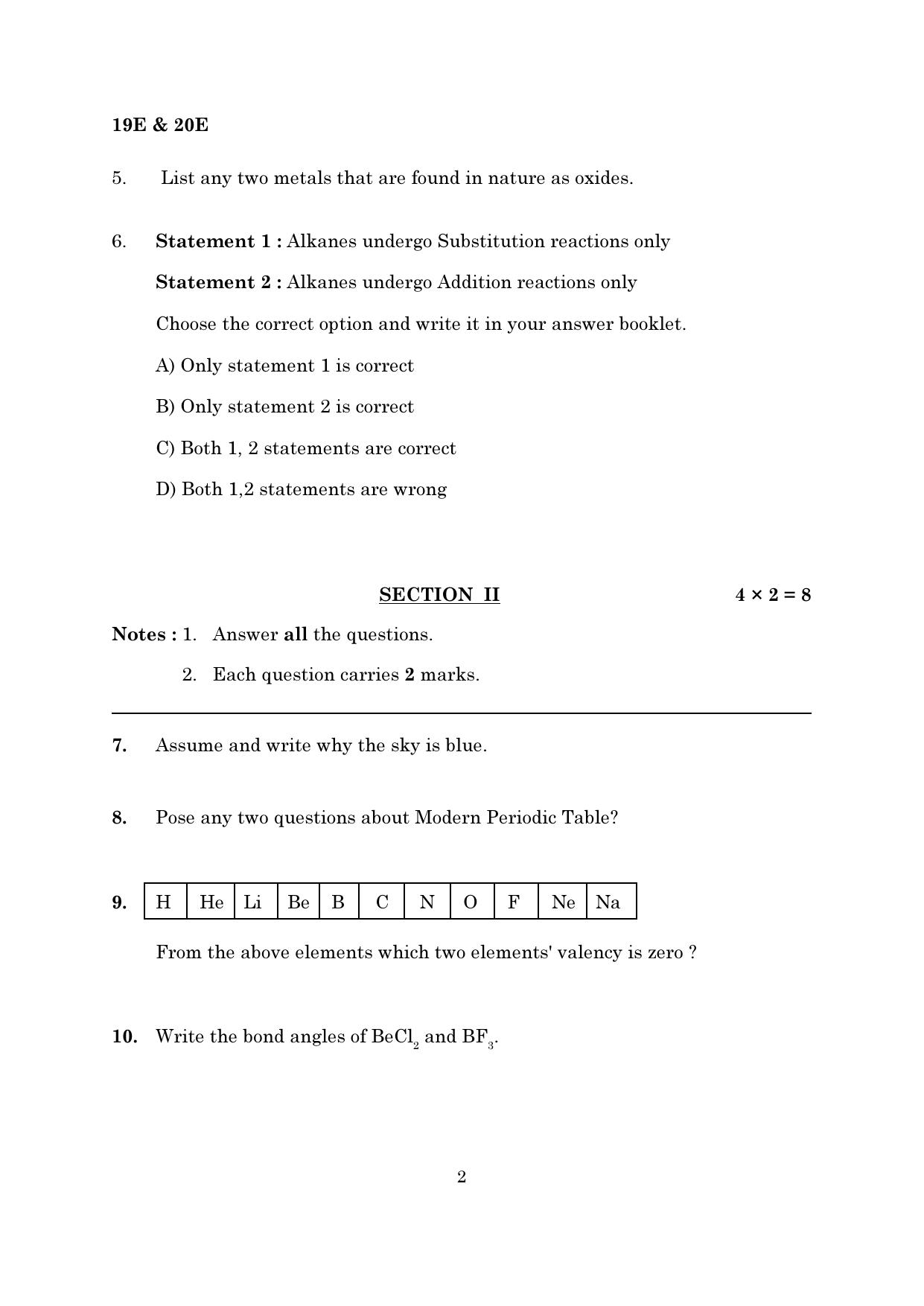 AP Board 10th GENERAL SCIENCE PAPER - I & II (ENGLISH - MEDIUM)	 Model Paper 2023 - Page 2