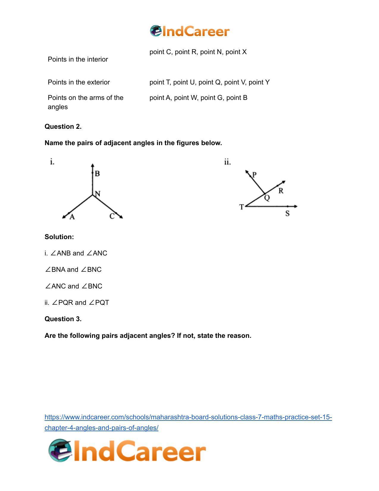 Maharashtra Board Solutions Class 7-Maths (Practice Set 15): Chapter 4- Angles and Pairs of Angles - Page 3
