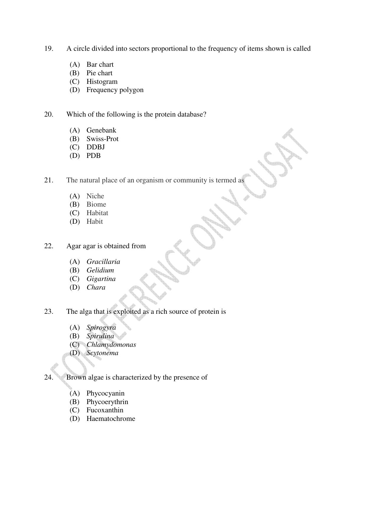 CUSAT CAT 2022 BOTANY Question Paper - Page 4