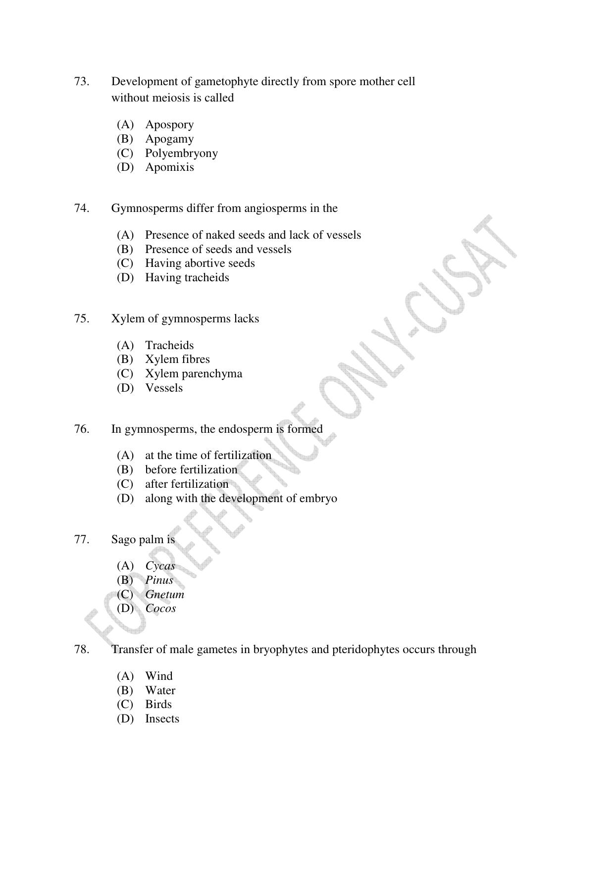 CUSAT CAT 2022 BOTANY Question Paper - Page 13