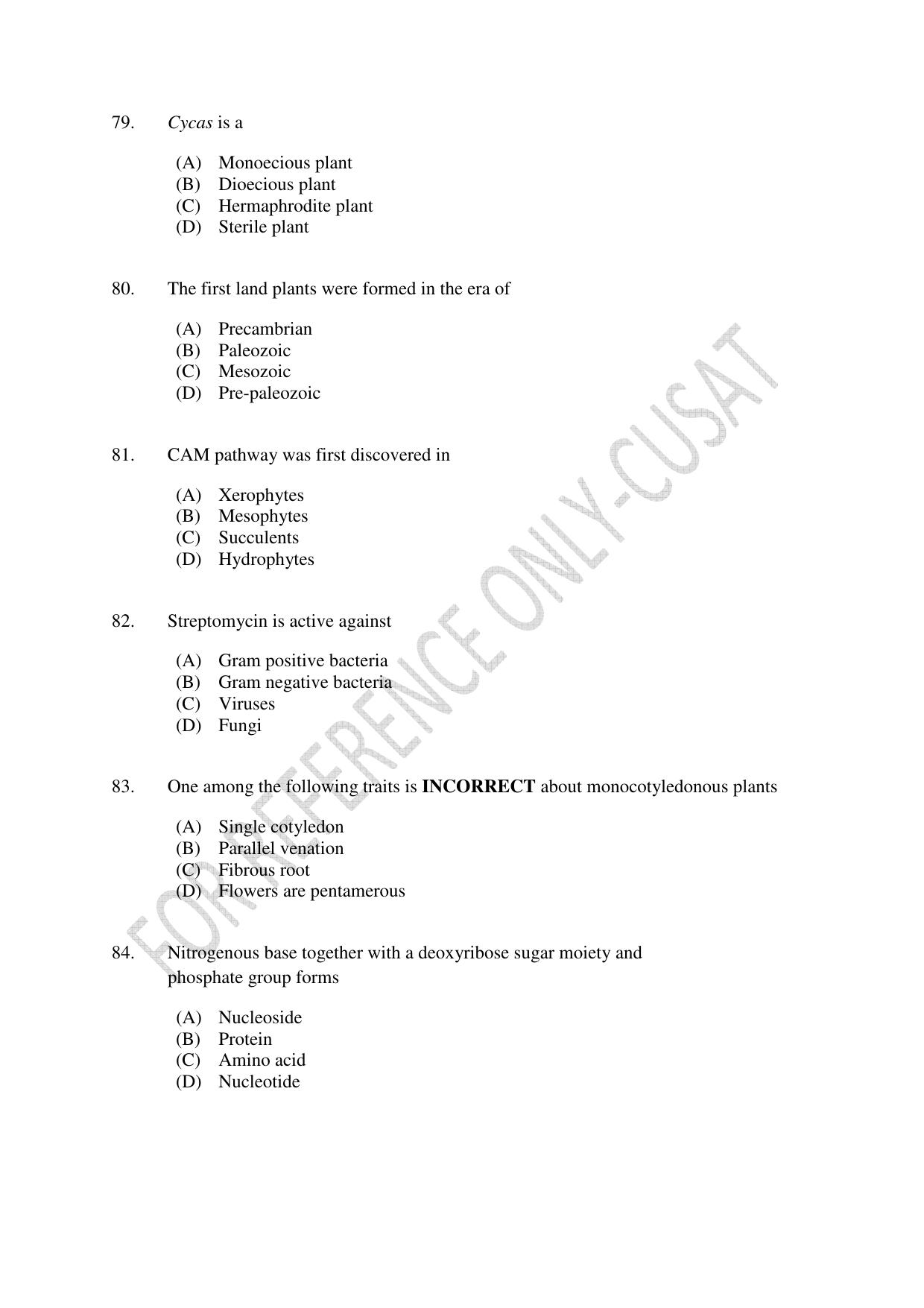 CUSAT CAT 2022 BOTANY Question Paper - Page 14