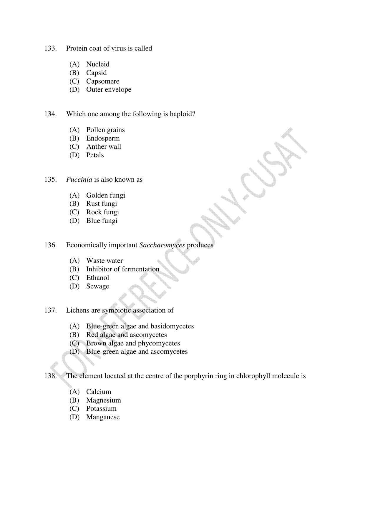CUSAT CAT 2022 BOTANY Question Paper - Page 23