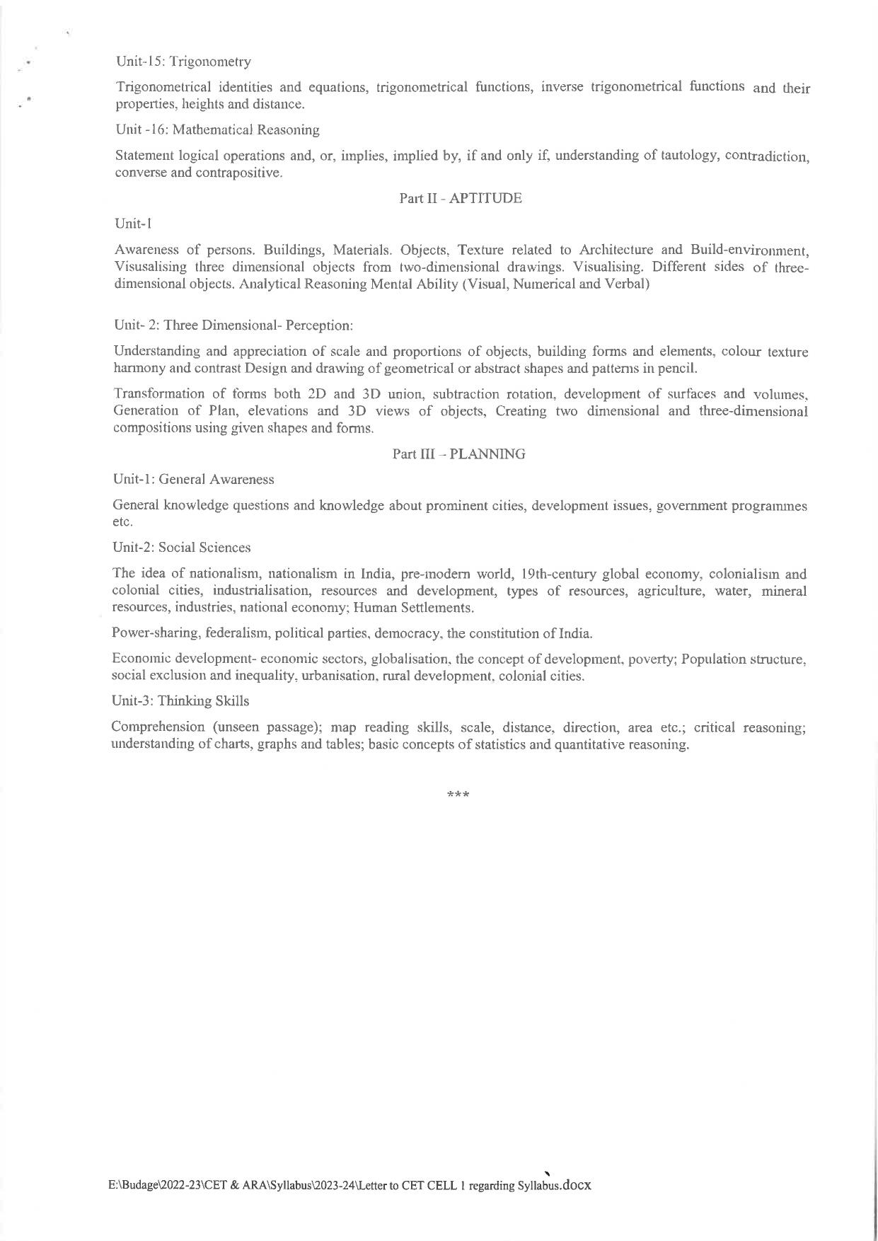 MAH B.Planning CET Syllabus - Page 3