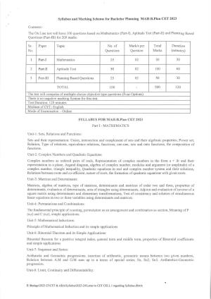 MAH B.Planning CET Syllabus