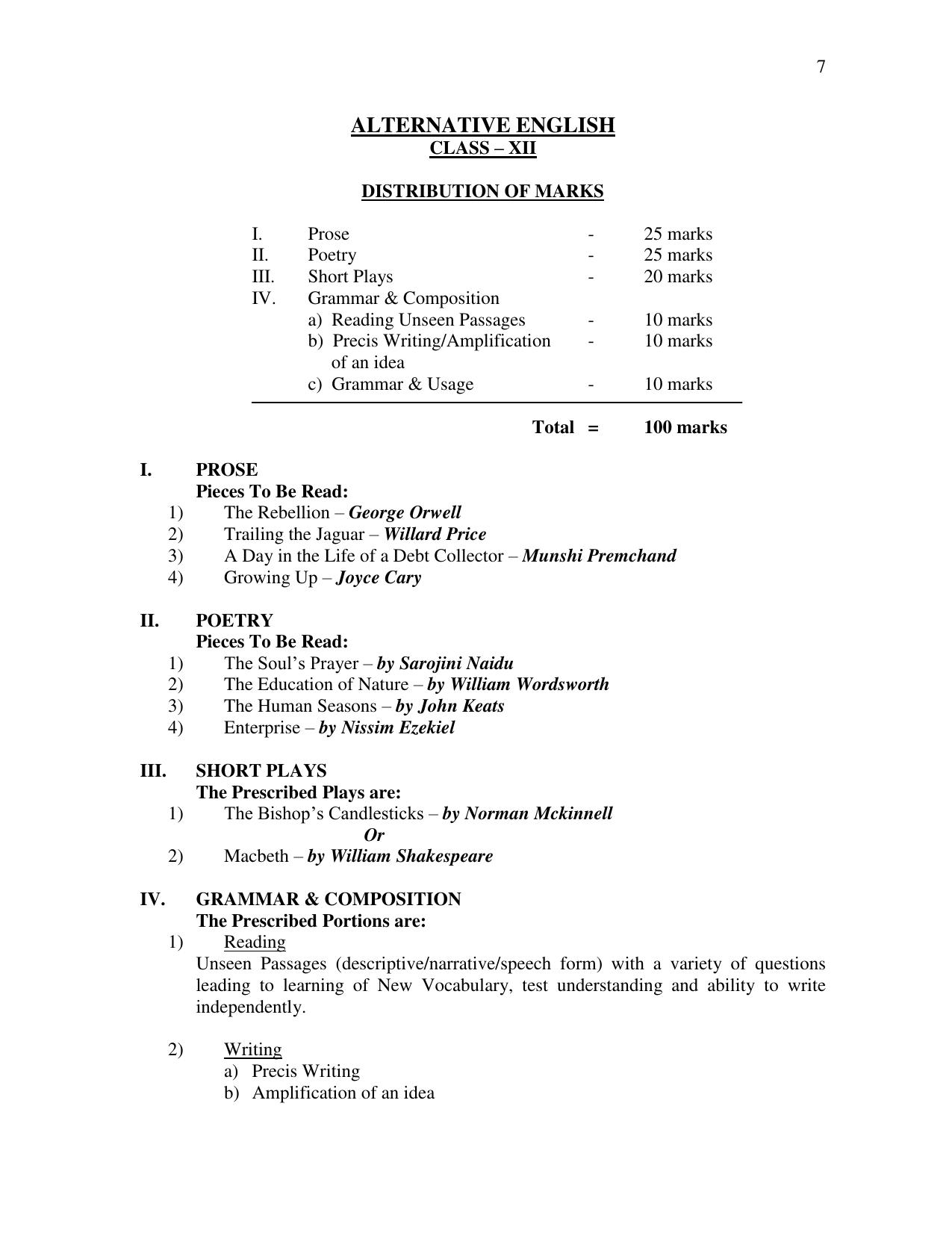 Meghalaya Board Class 12 Syllabus - Page 3