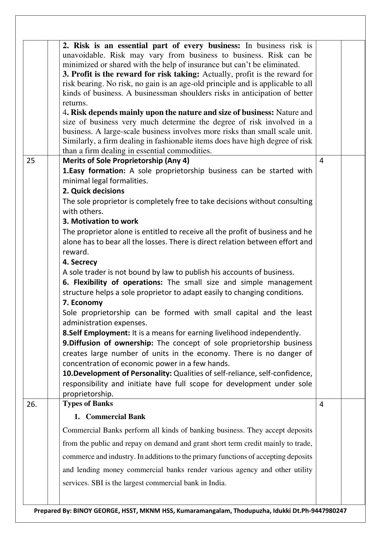 Kerala Plus One 2022 Business Studies Answer Key - Page 6
