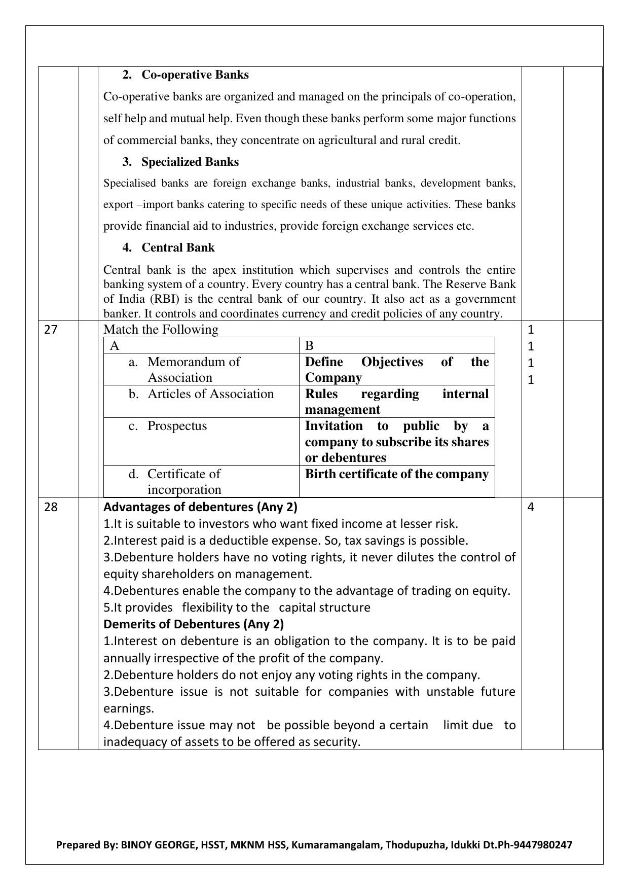 Kerala Plus One 2022 Business Studies Answer Key - Page 7