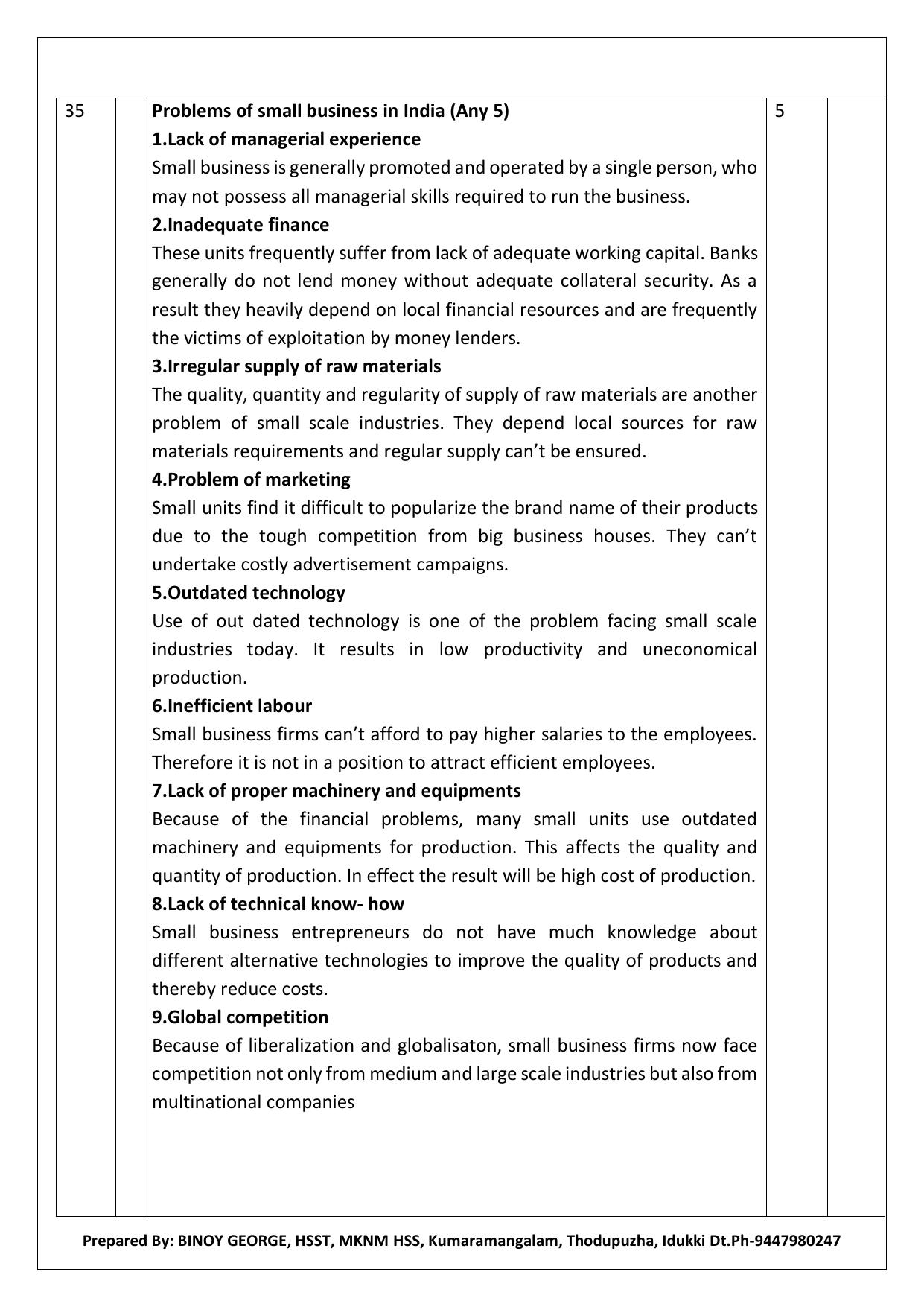 Kerala Plus One 2022 Business Studies Answer Key - Page 12