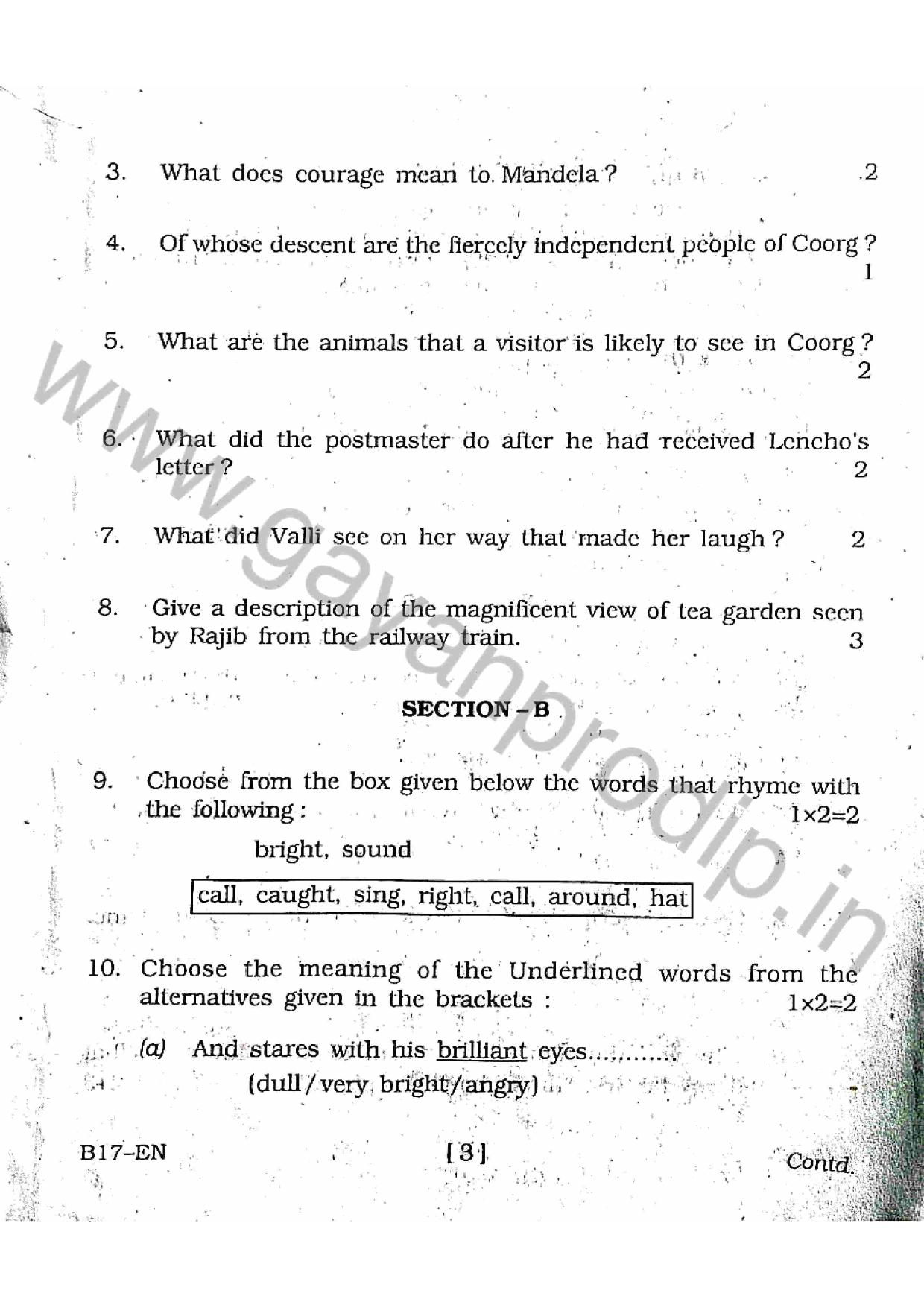 SEBA HSLC English Question Paper 2017 - Page 3