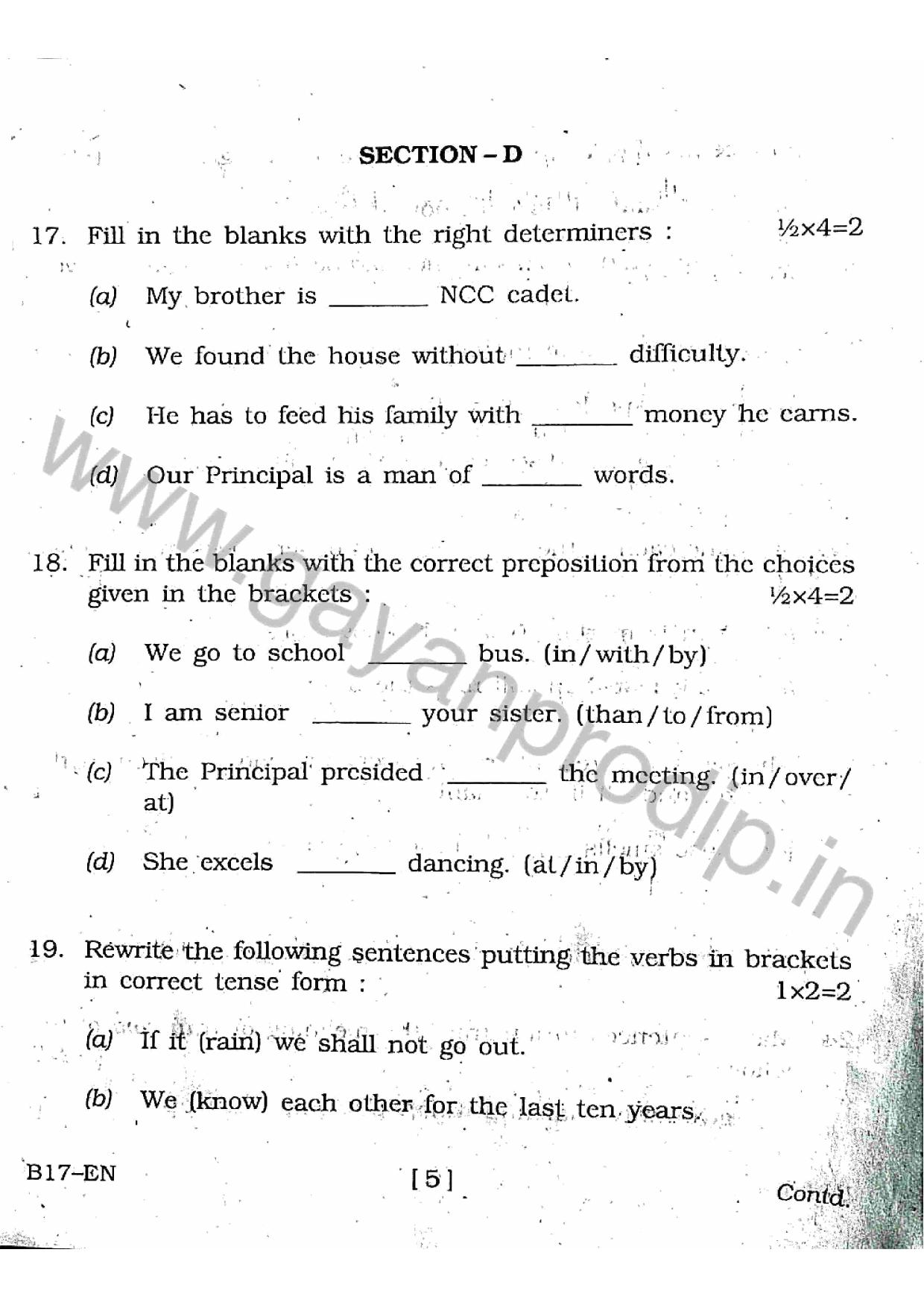SEBA HSLC English Question Paper 2017 - Page 5