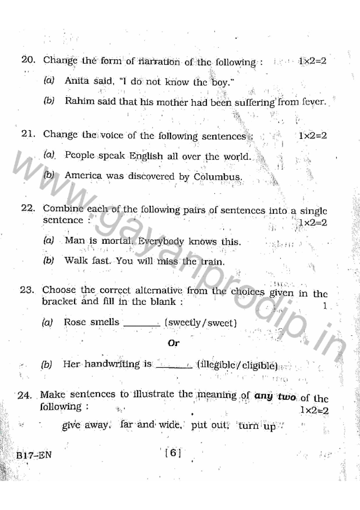SEBA HSLC English Question Paper 2017 - Page 6