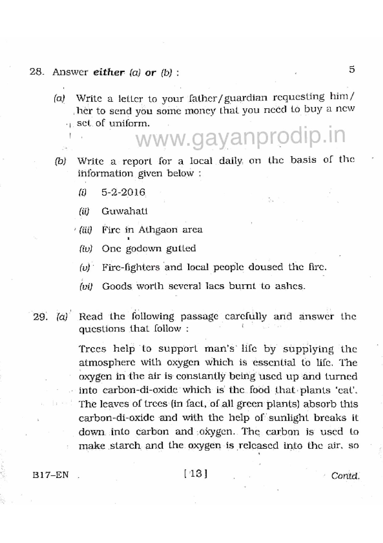SEBA HSLC English Question Paper 2017 - Page 13