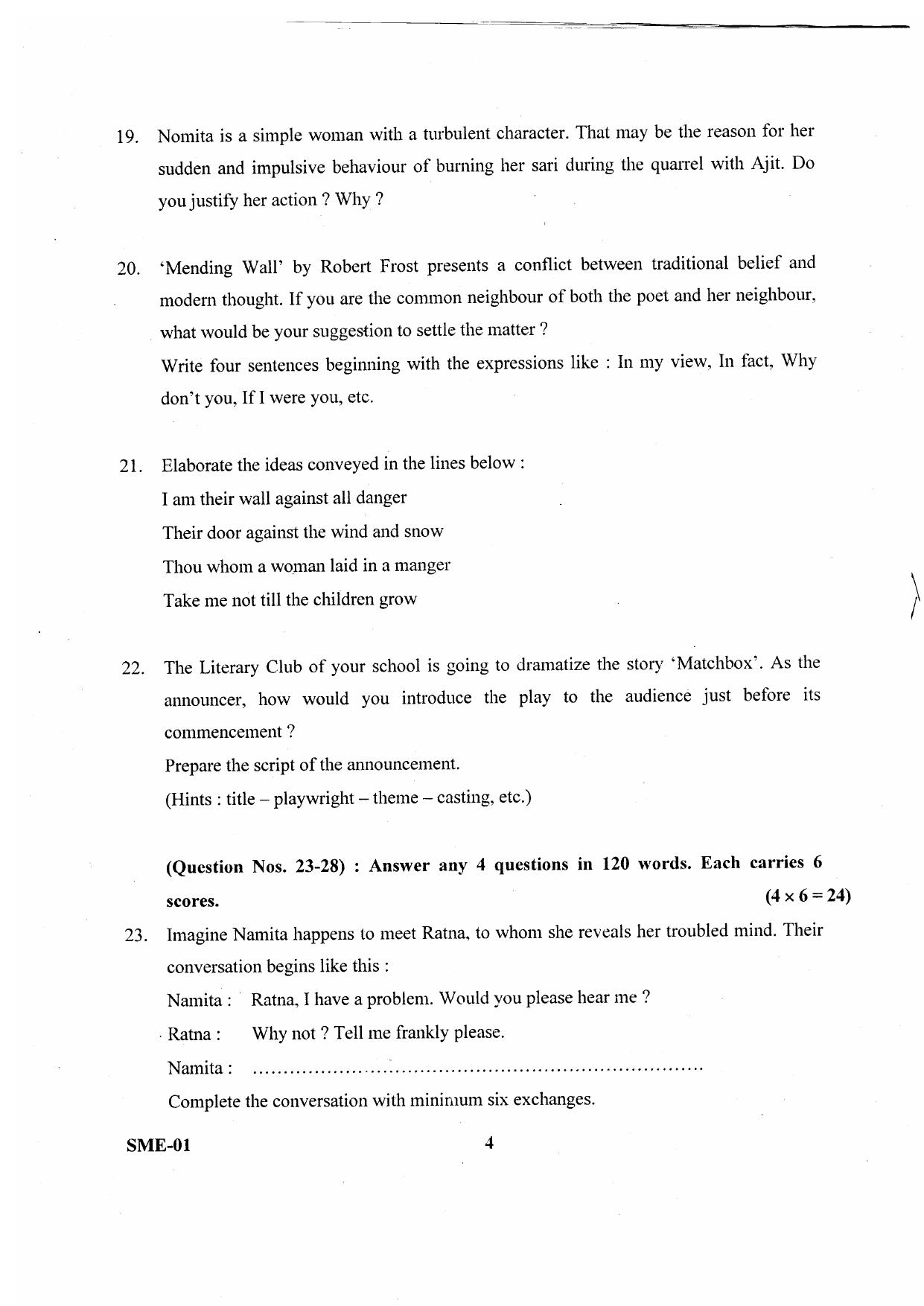 Kerala Plus Two 2020 English Model Question Paper - Page 4