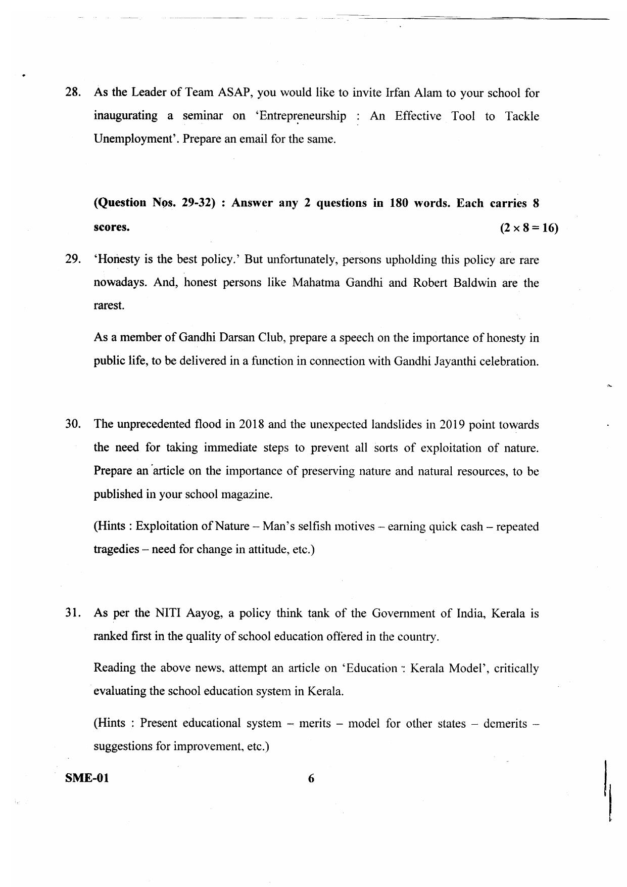 Kerala Plus Two 2020 English Model Question Paper - Page 6