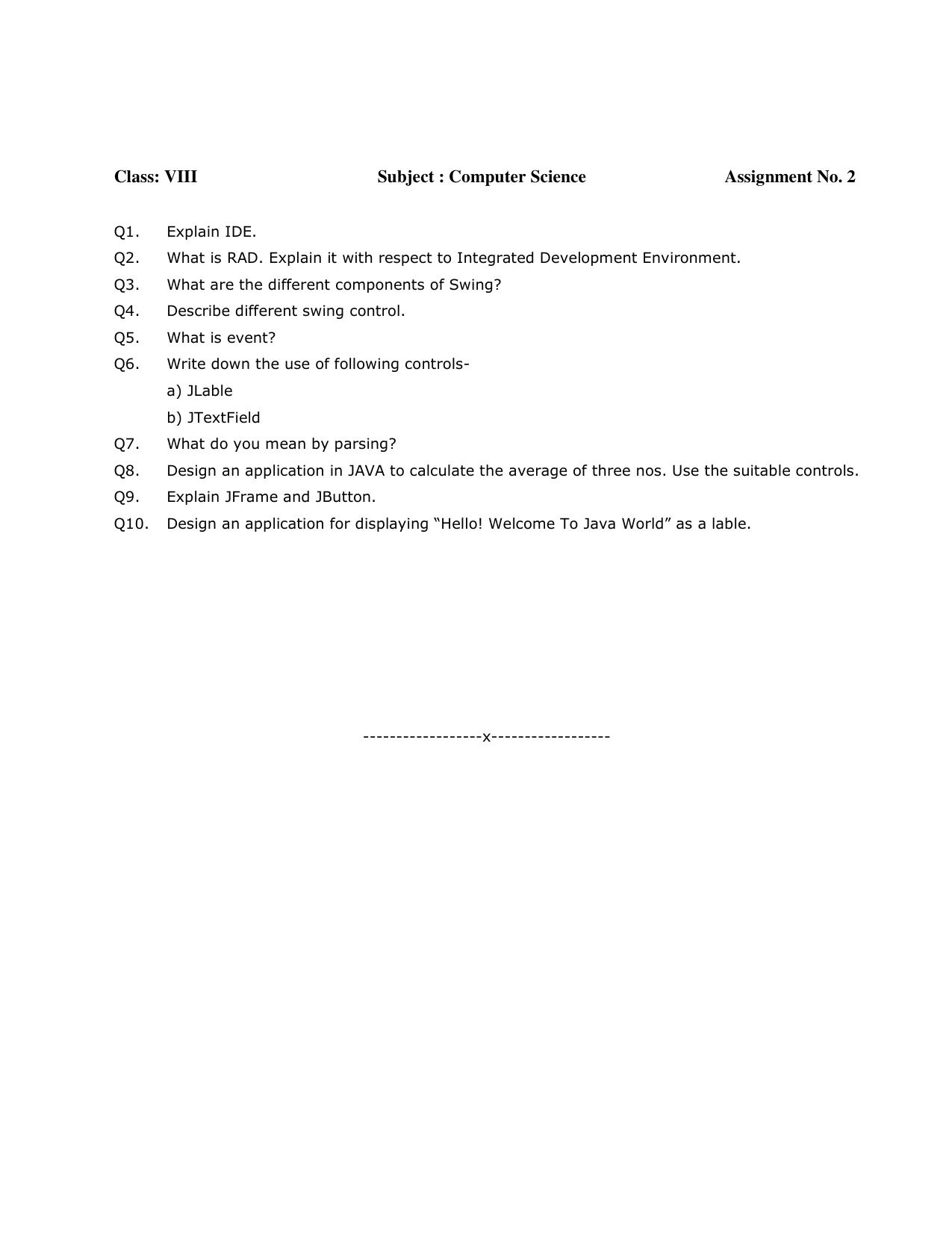 CBSE Worksheets for Class 8 Computer Science Assignment 1 - Page 1
