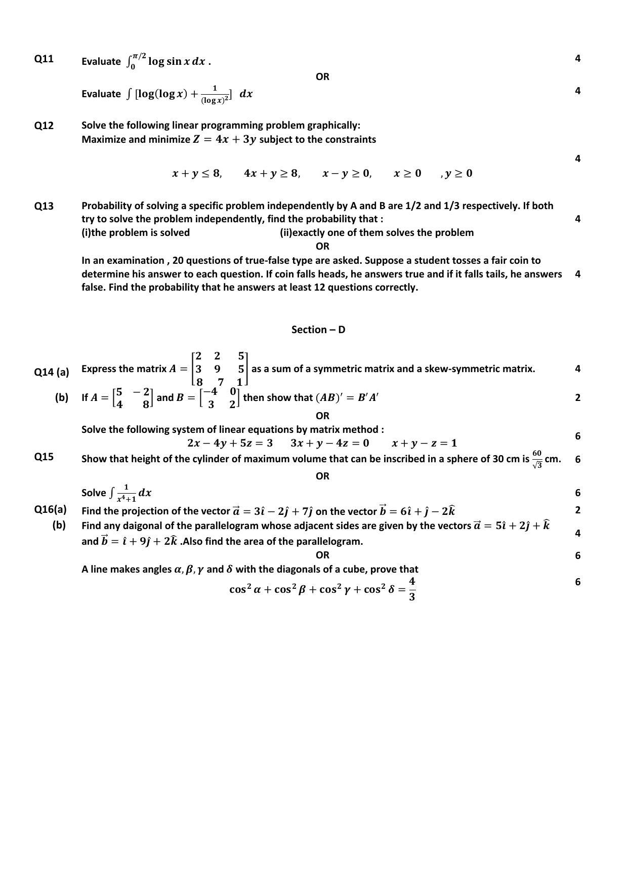 PSEB 12th Mathematics Model Paper 2024 - Page 3