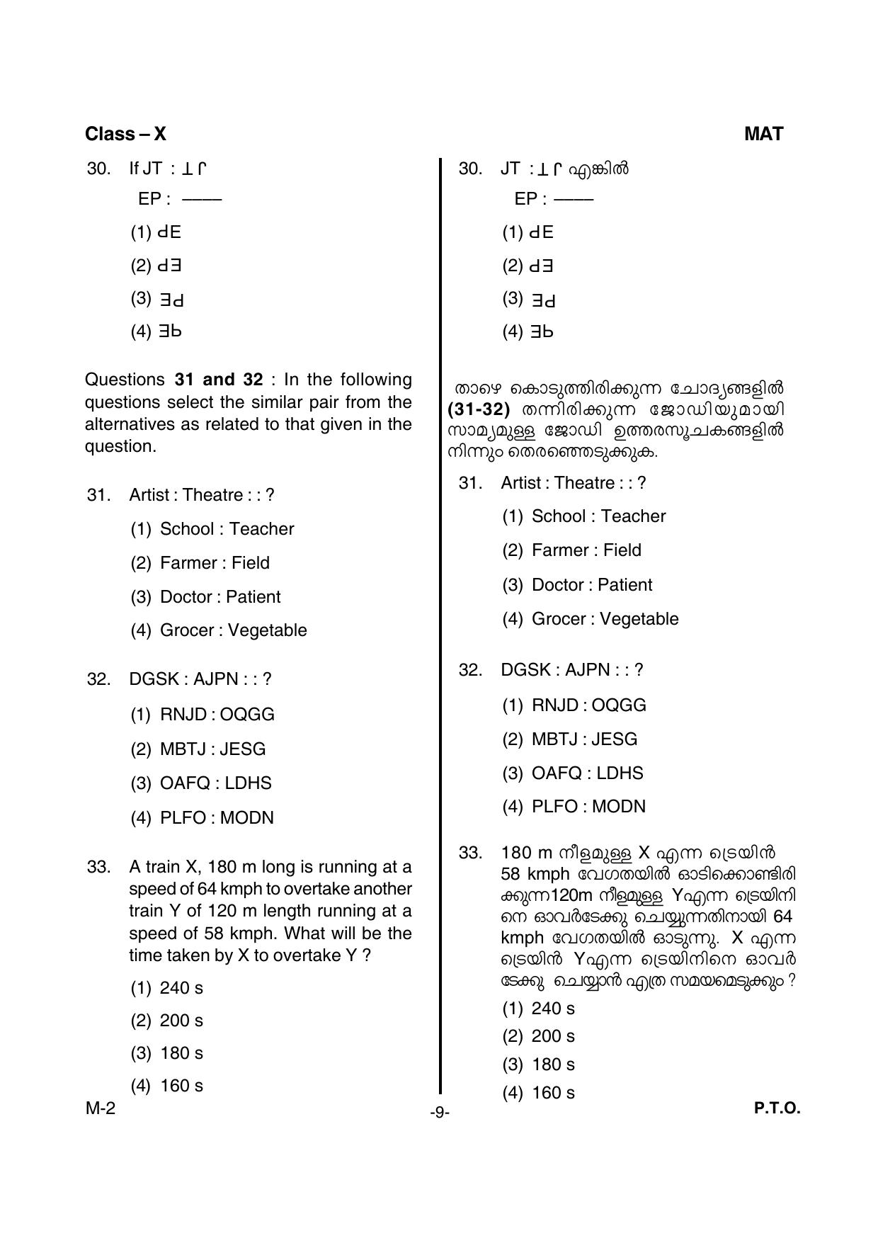 Kerala NTSE 2015 MAT Question Paper - Page 11