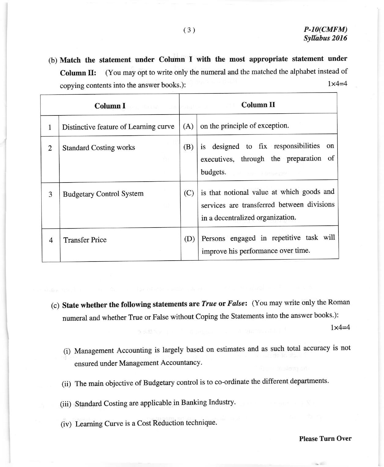 ICMAI June 2018 Cost & Management Accounting and Financial Management Question Paper  - Page 3