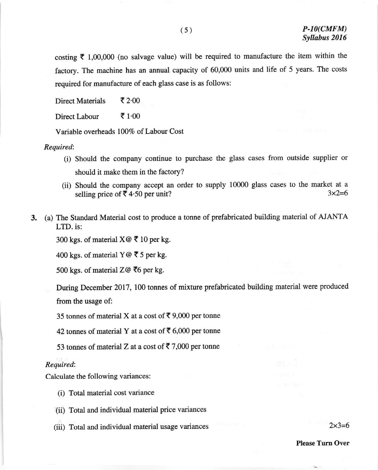 ICMAI June 2018 Cost & Management Accounting and Financial Management Question Paper  - Page 5