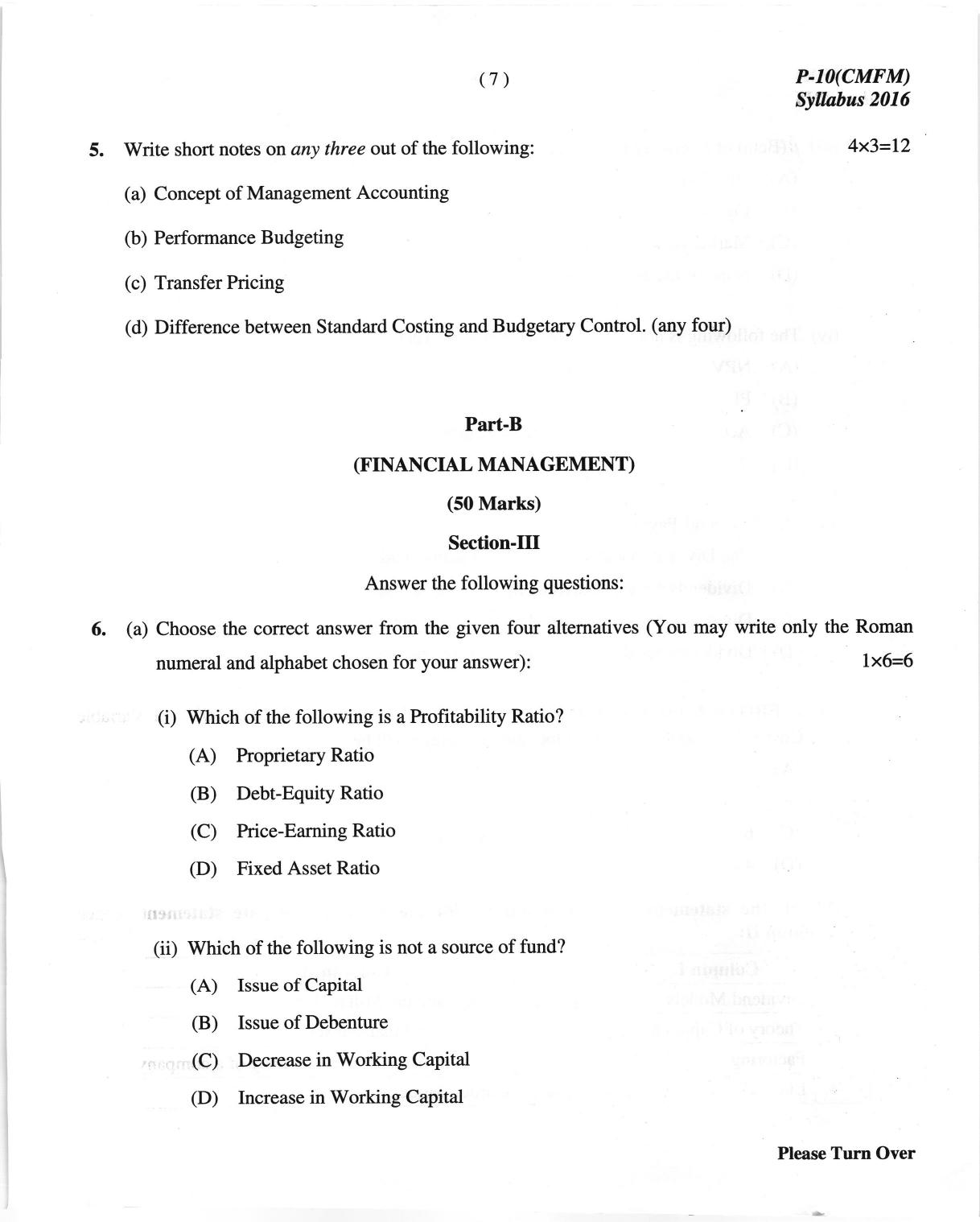 ICMAI June 2018 Cost & Management Accounting and Financial Management Question Paper  - Page 7